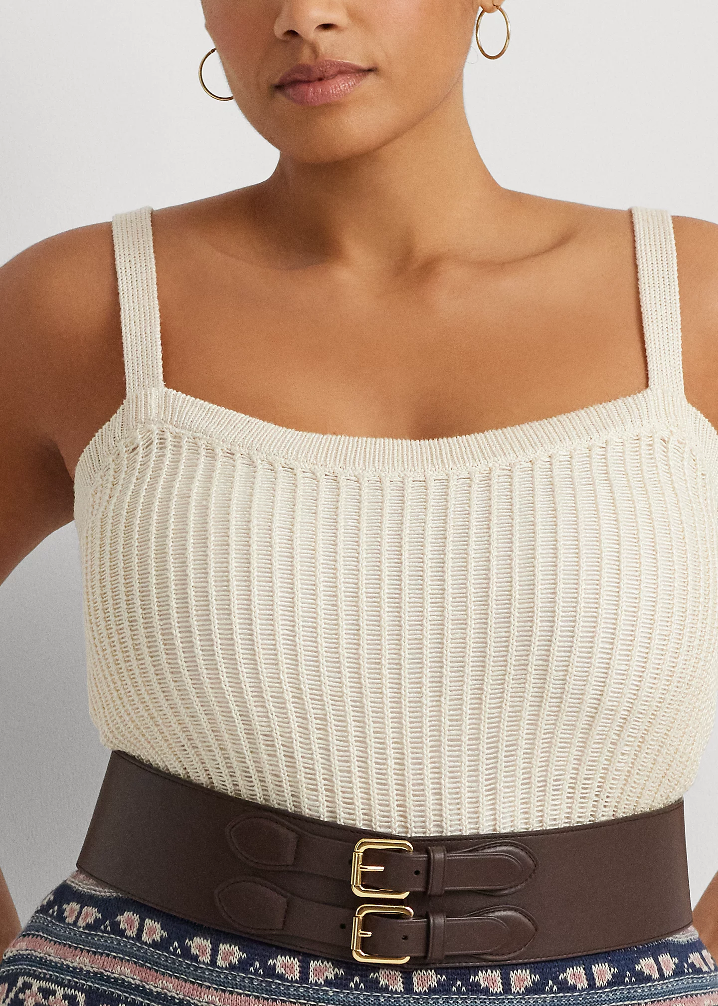 Linen-Blend Rib-Knit Sweater Tank Top