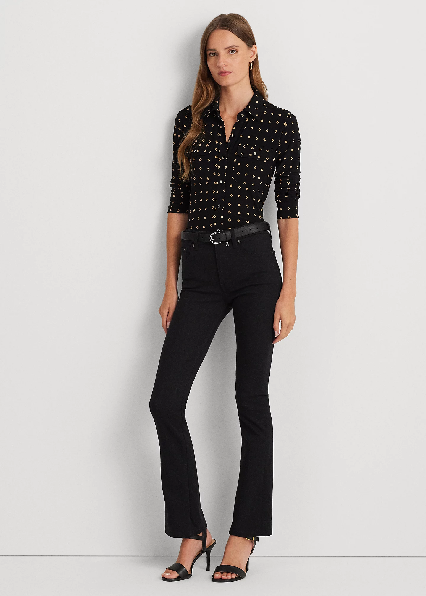 Geo-Print Stretch Jersey Shirt