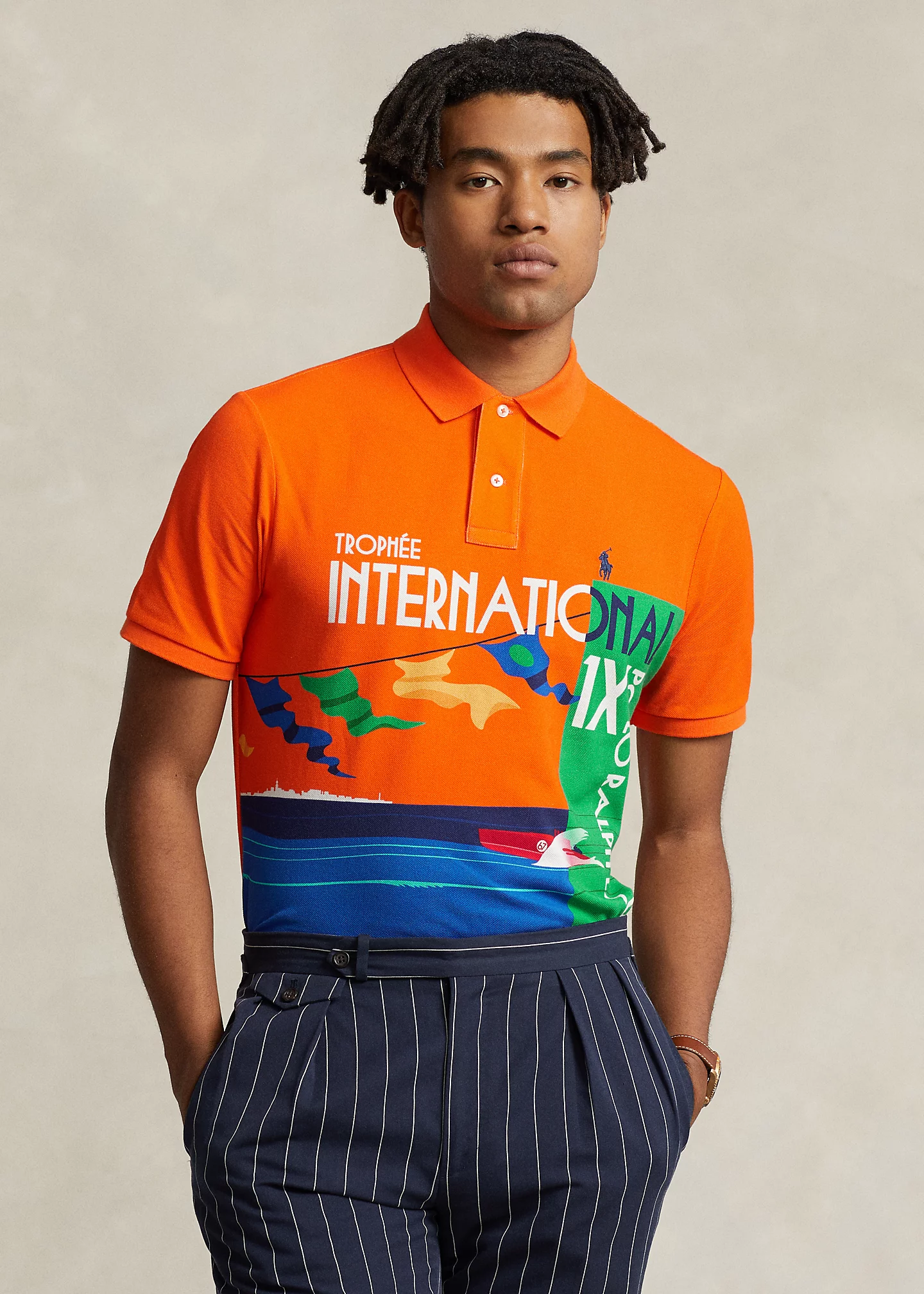 Classic Fit Mesh Graphic Polo Shirt