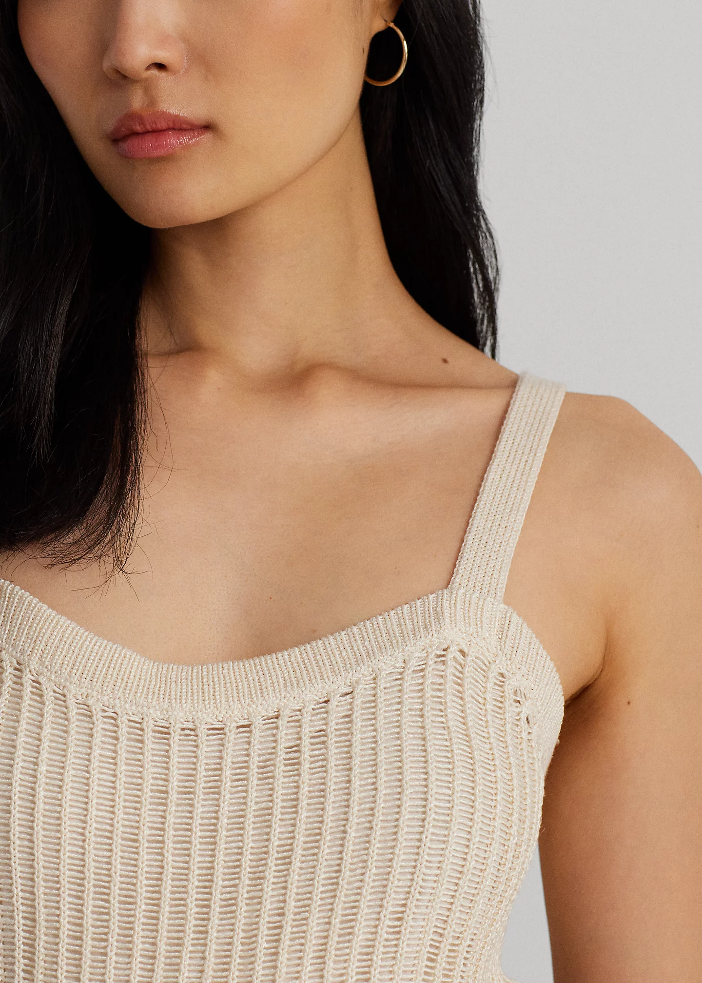 Linen-Blend Rib-Knit Sweater Tank Top