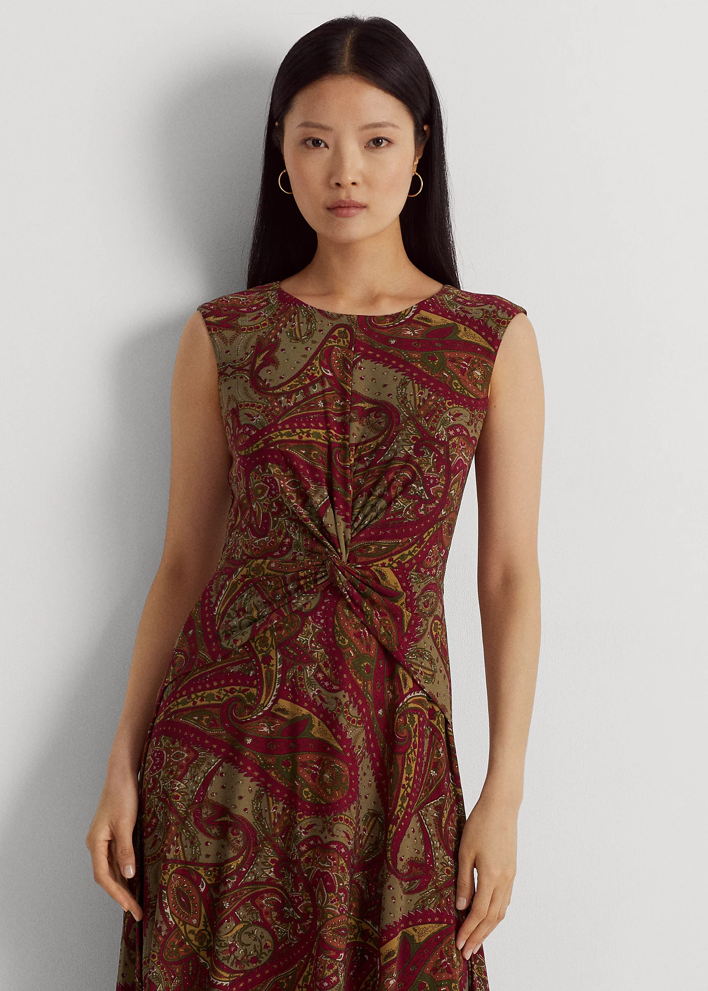 Paisley Twist-Front Jersey Dress