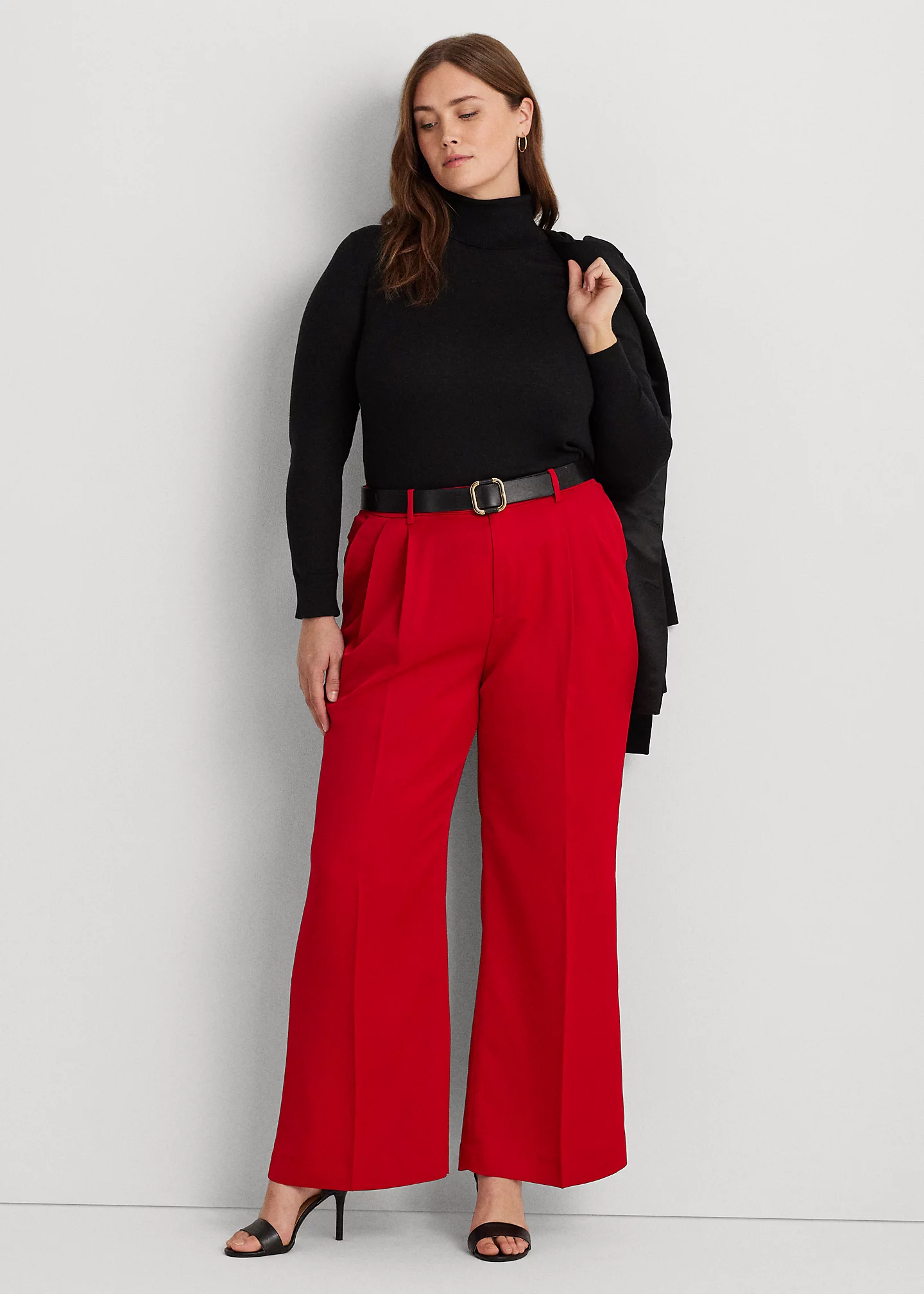 Pleated Satin Crepe Wide-Leg Pant