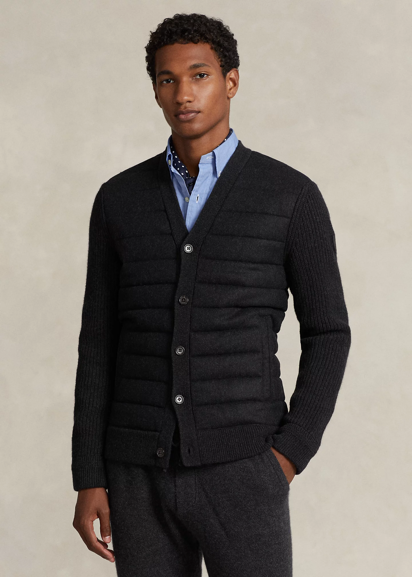 Quilted Wool-Cashmere Cardigan