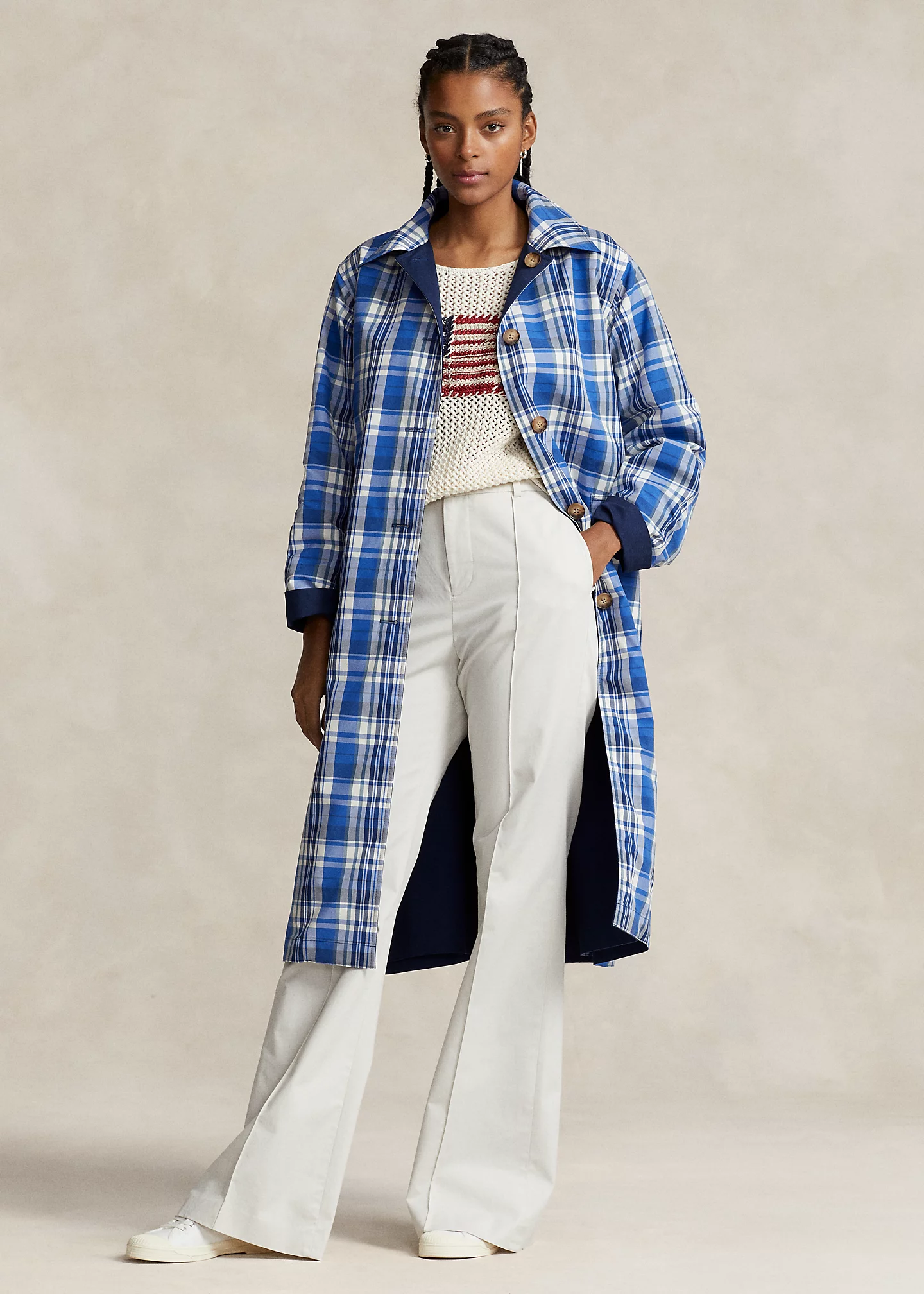 Reversible Cotton Long Car Coat