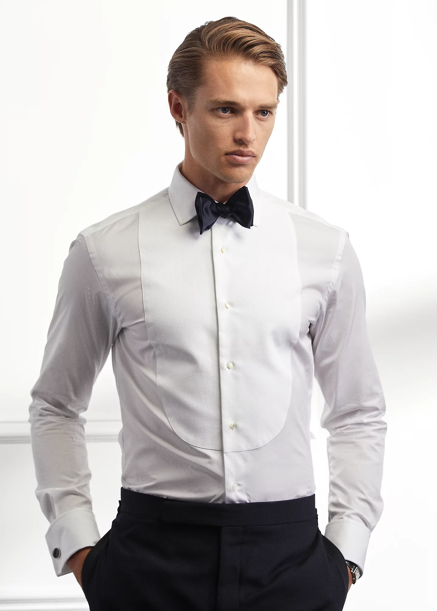 Piqué-Bib French Cuff Tuxedo Shirt