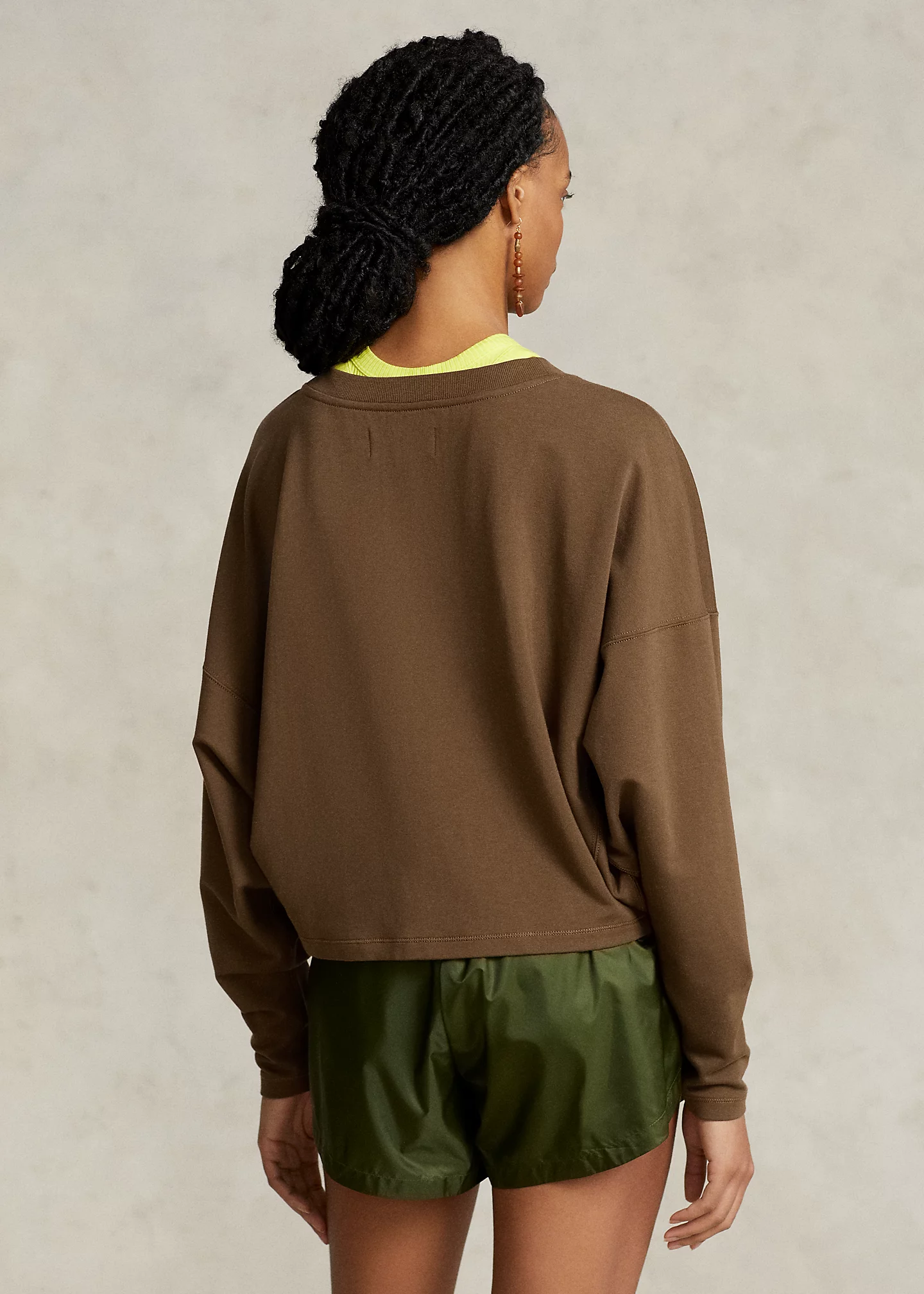 Oversize Stretch-Blend Fleece Pullover