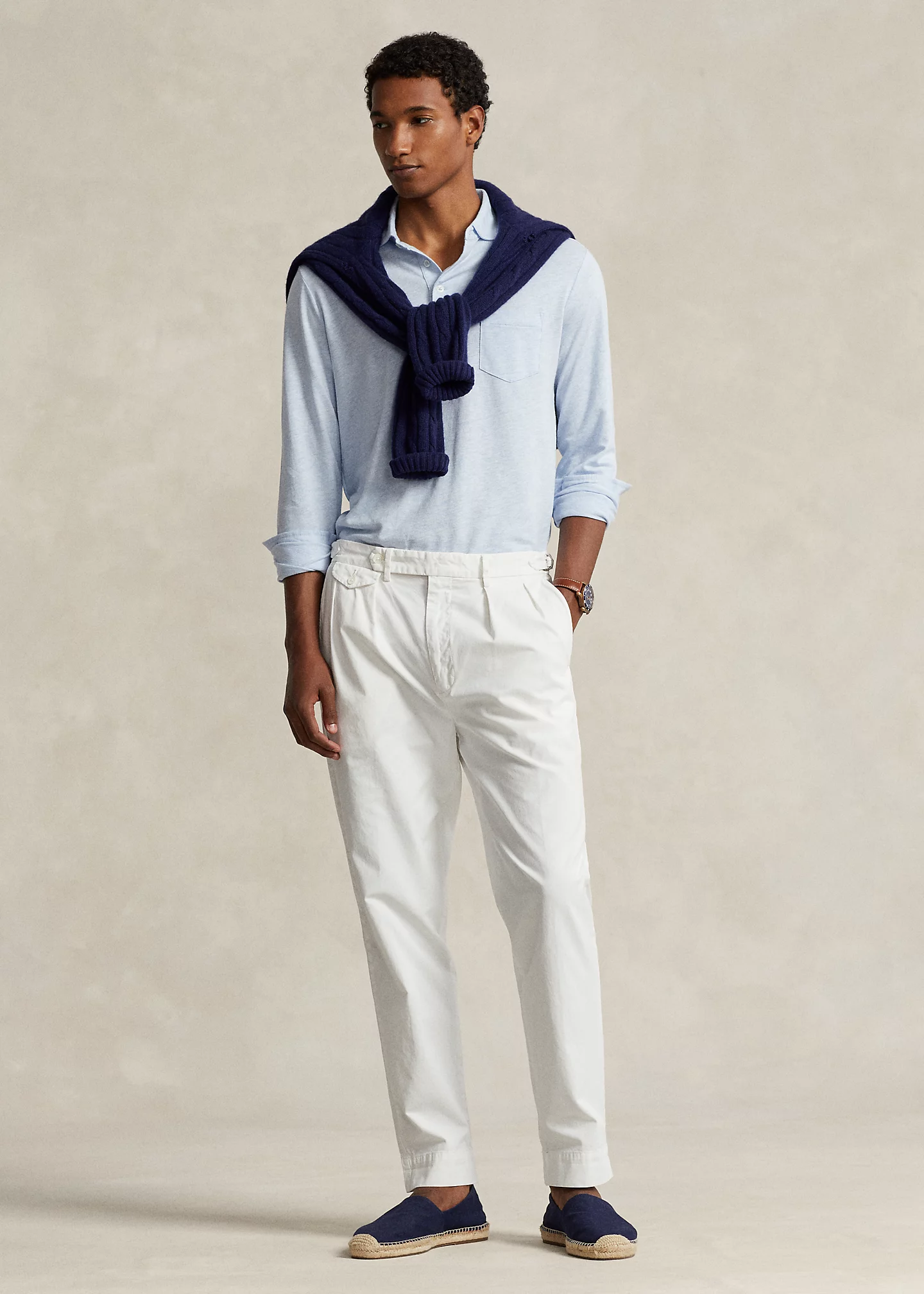 Custom Slim Cotton-Linen Oxford Polo