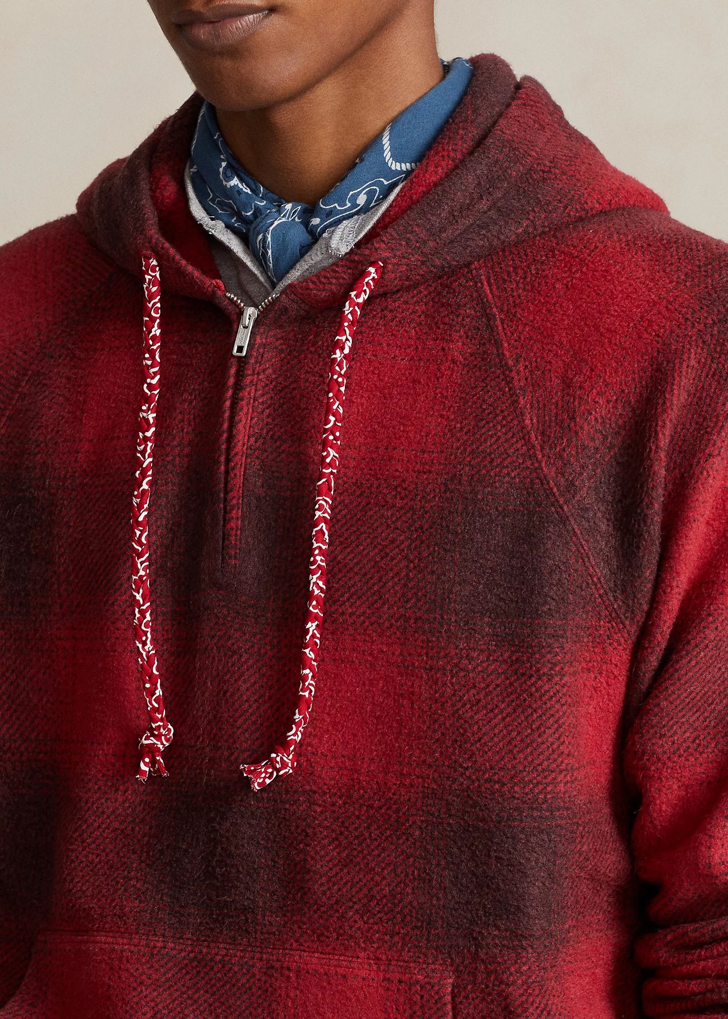 Plaid Brushed Fleece Hoodie