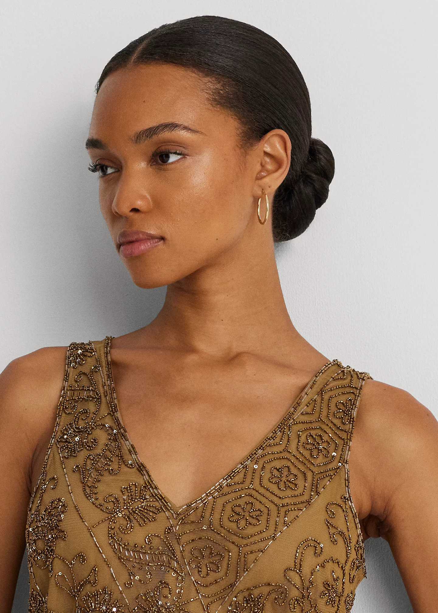 Beaded Mesh Sleeveless Blouse