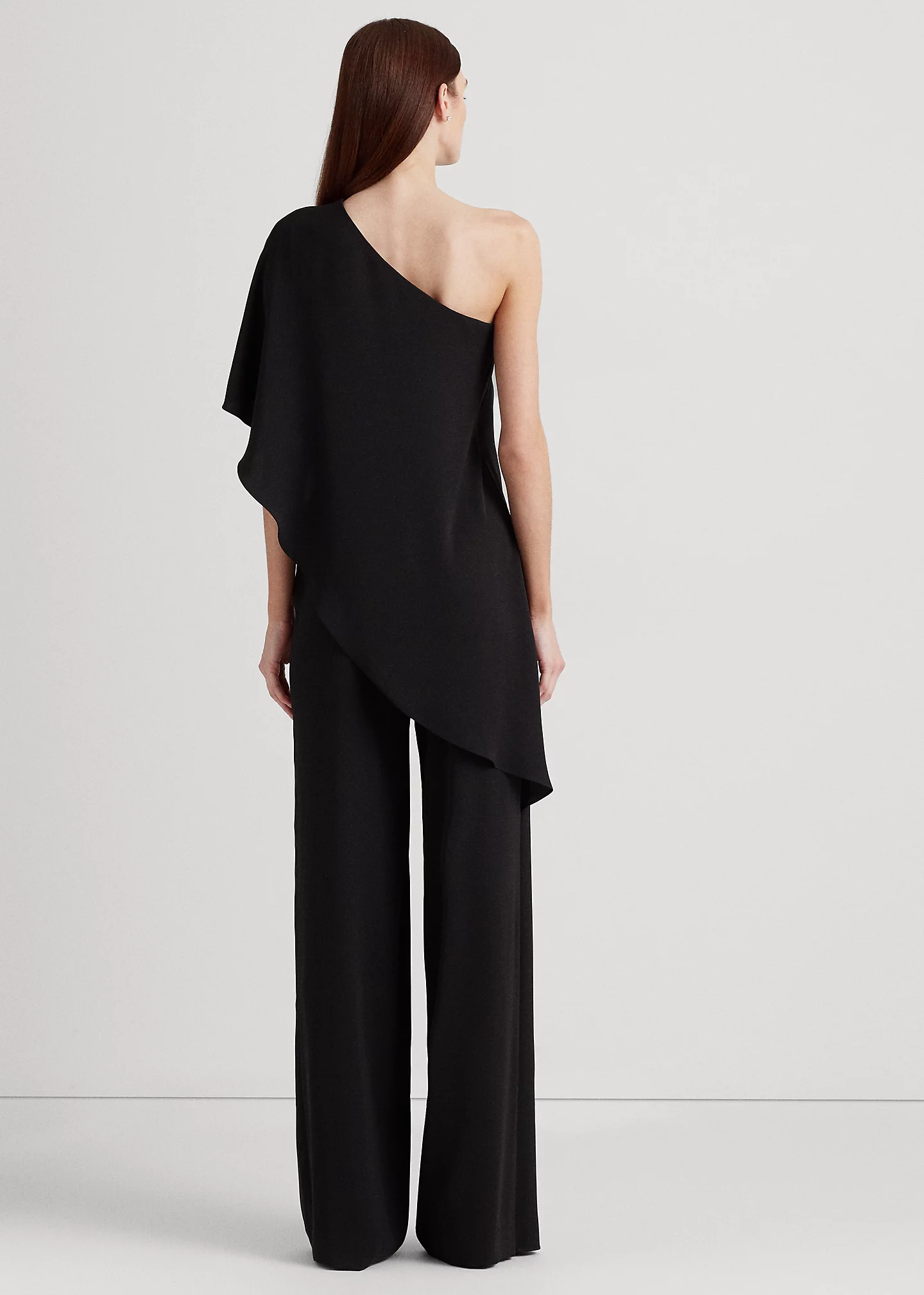 Cape Georgette One-Shoulder Jumpsuit