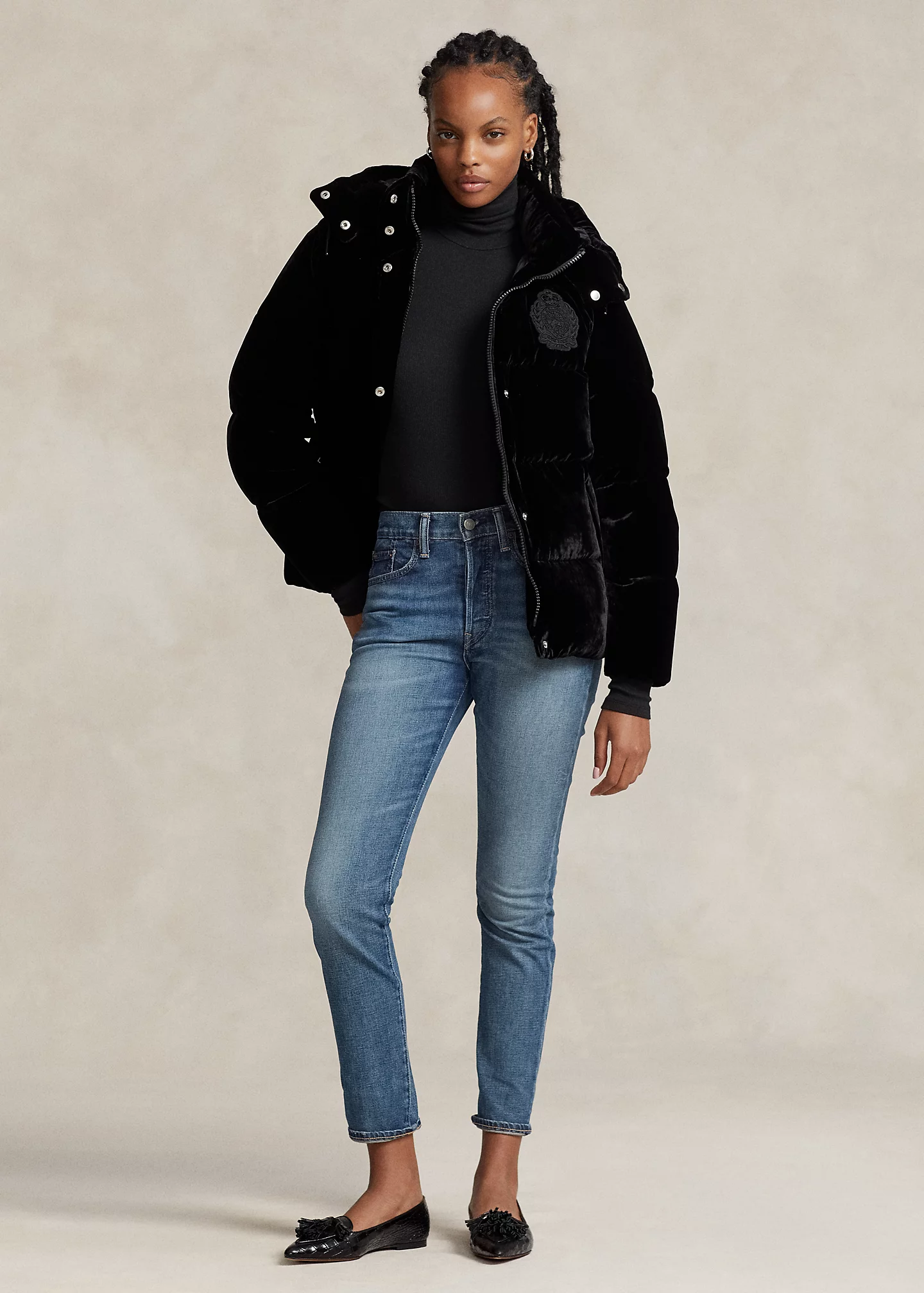 Velvet Quilted Down Jacket