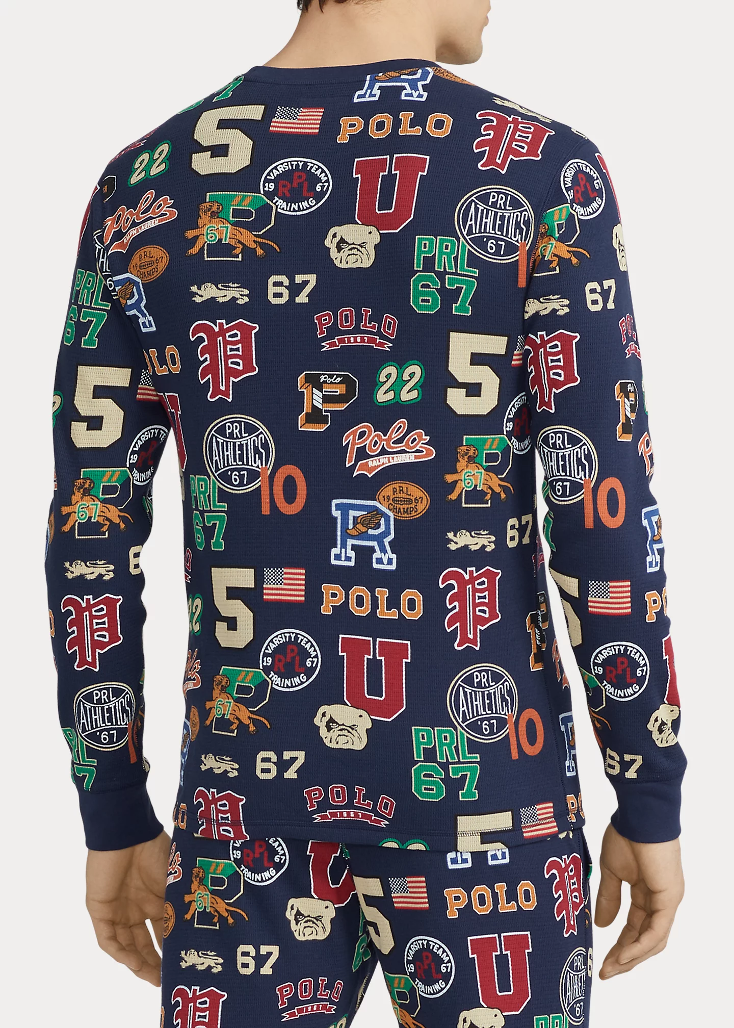 Print Waffle-Knit Sleep Shirt