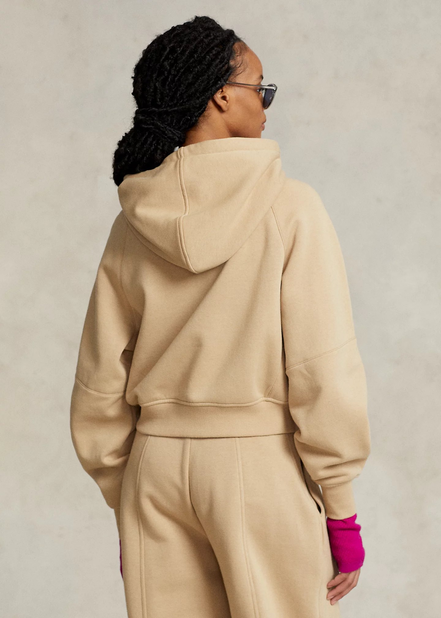 Fleece Full-Zip Dolman-Sleeve Hoodie