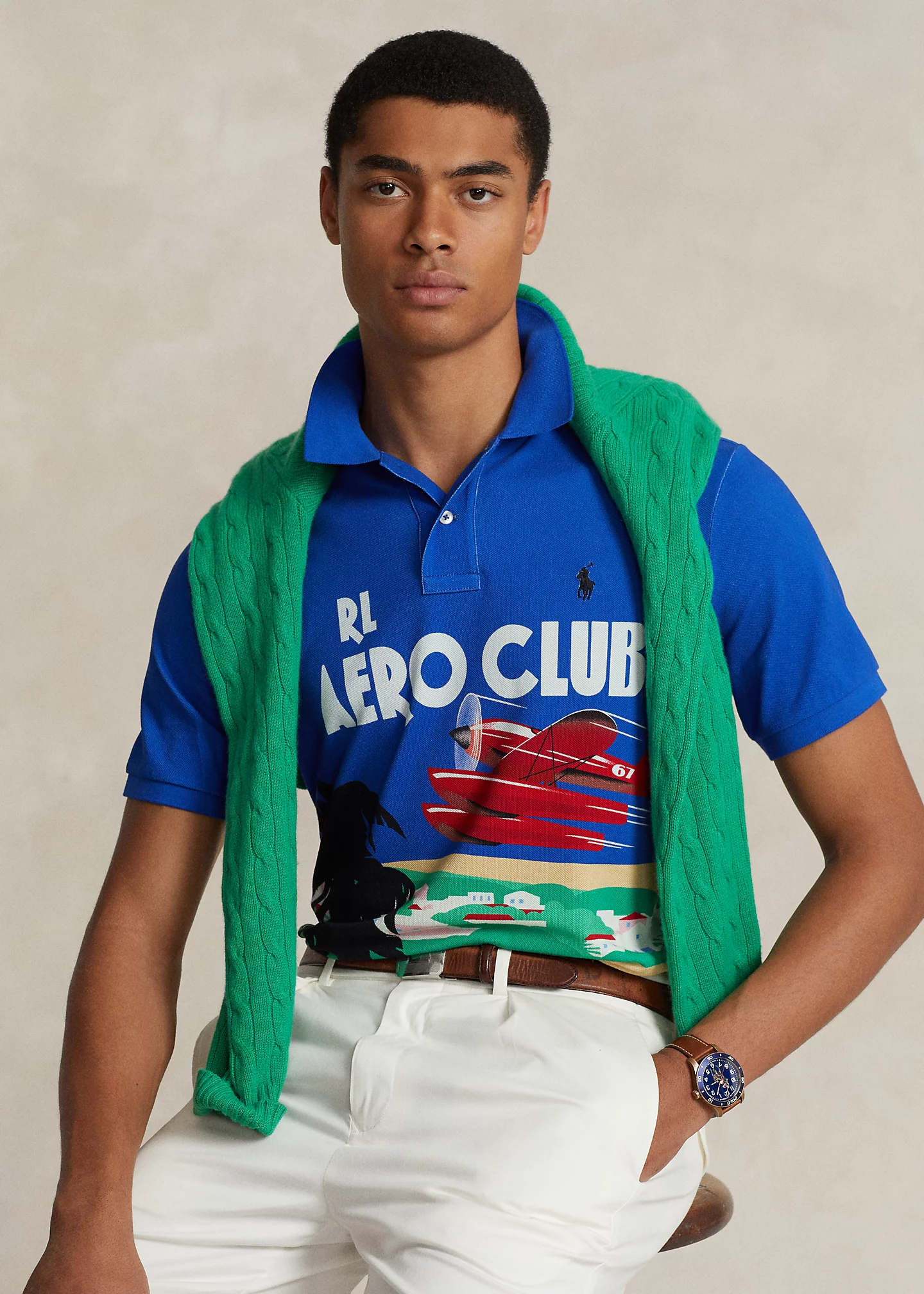 Classic Fit Mesh Graphic Polo Shirt