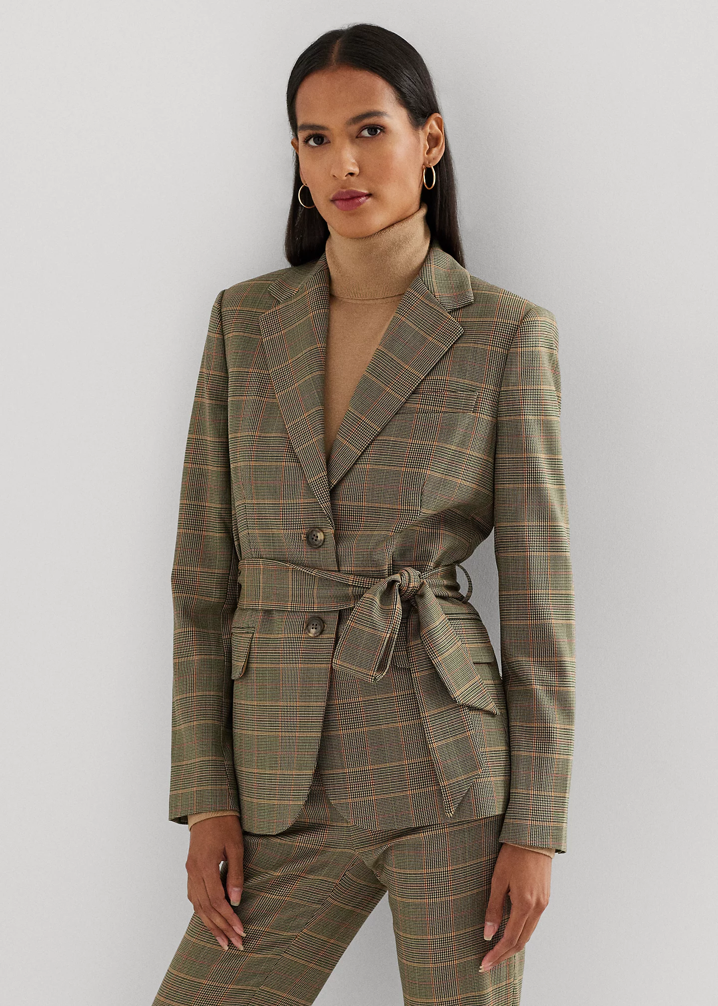 Checked Plaid Wool-Blend Twill Blazer