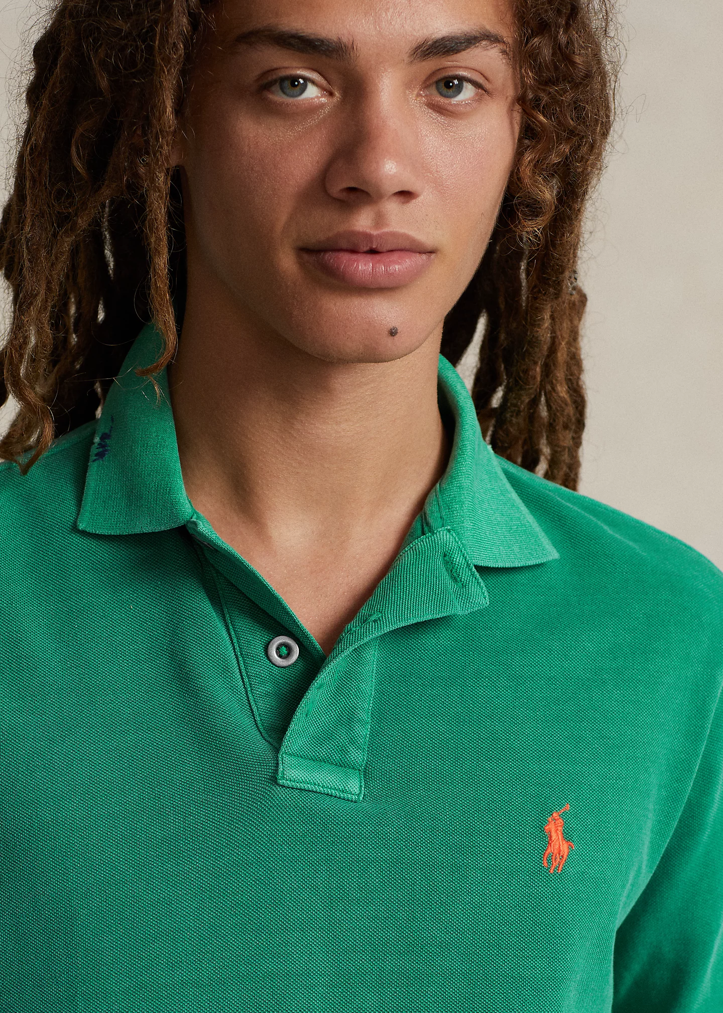 Classic Fit Garment-Dyed Mesh Polo Shirt