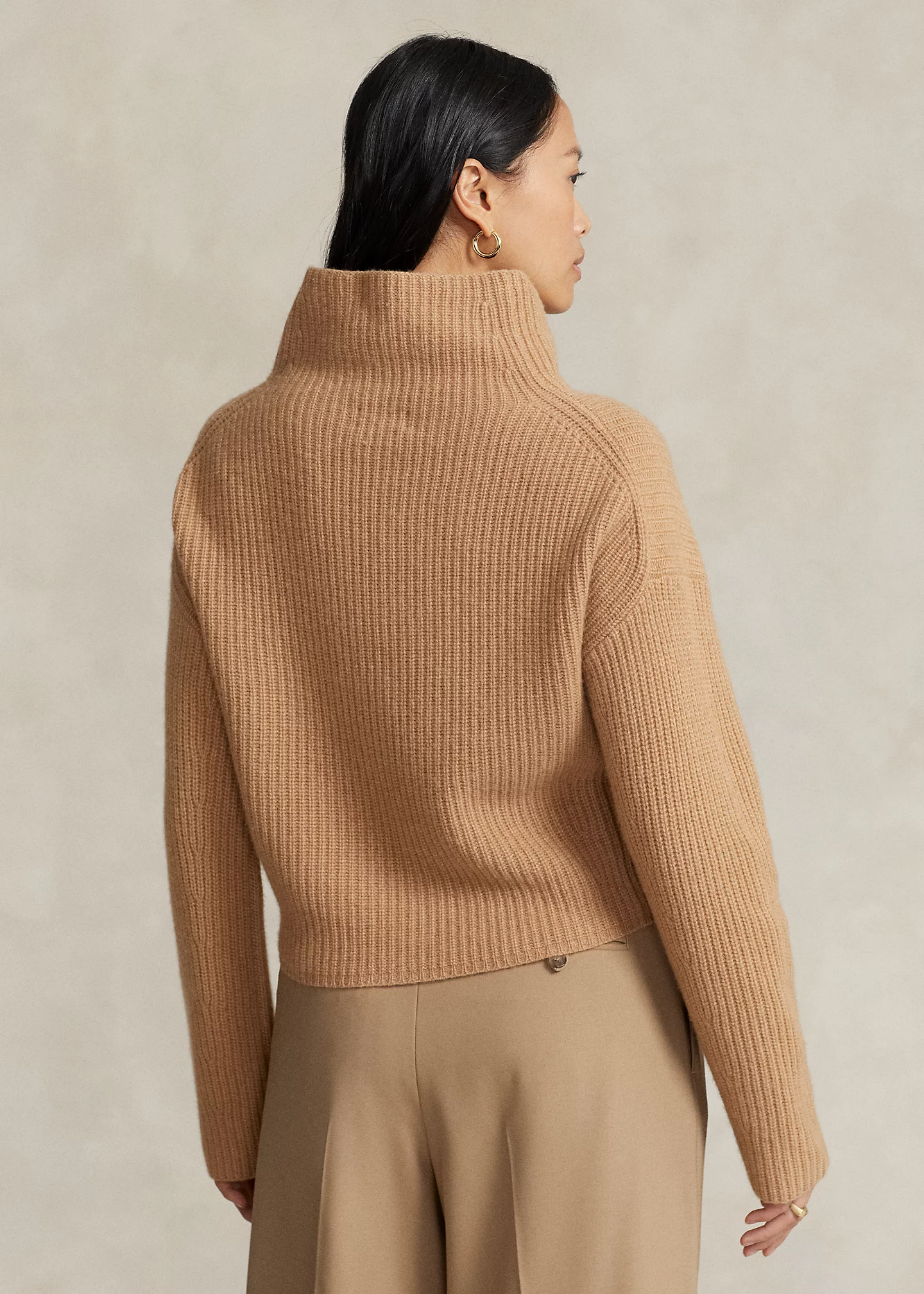 Ribbed Wool-Cashmere Mockneck Sweater
