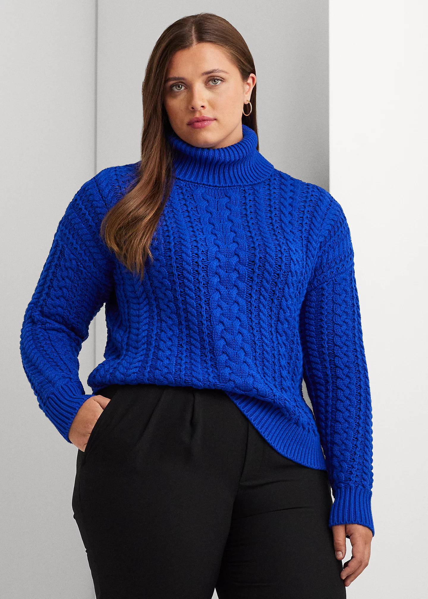 Cable-Knit Cotton-Blend Turtleneck