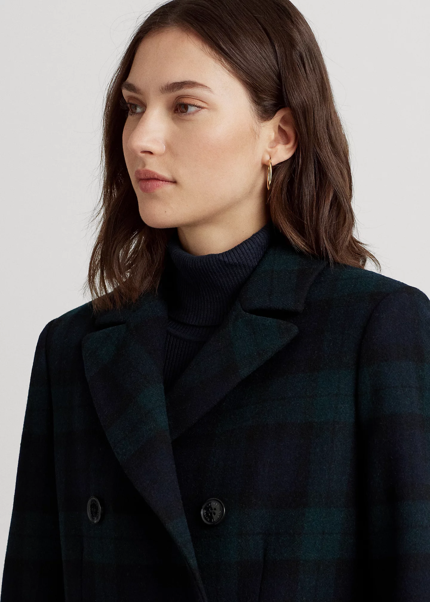 Black Watch Plaid Double-Breasted Coat