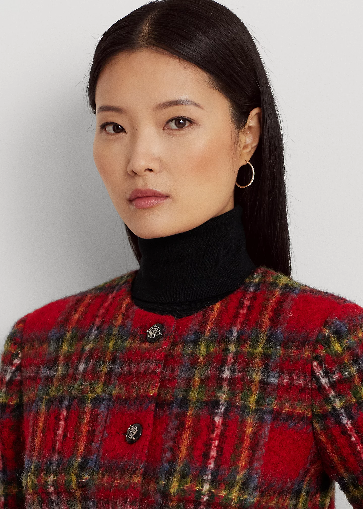 Plaid Mohair Cropped Jacket