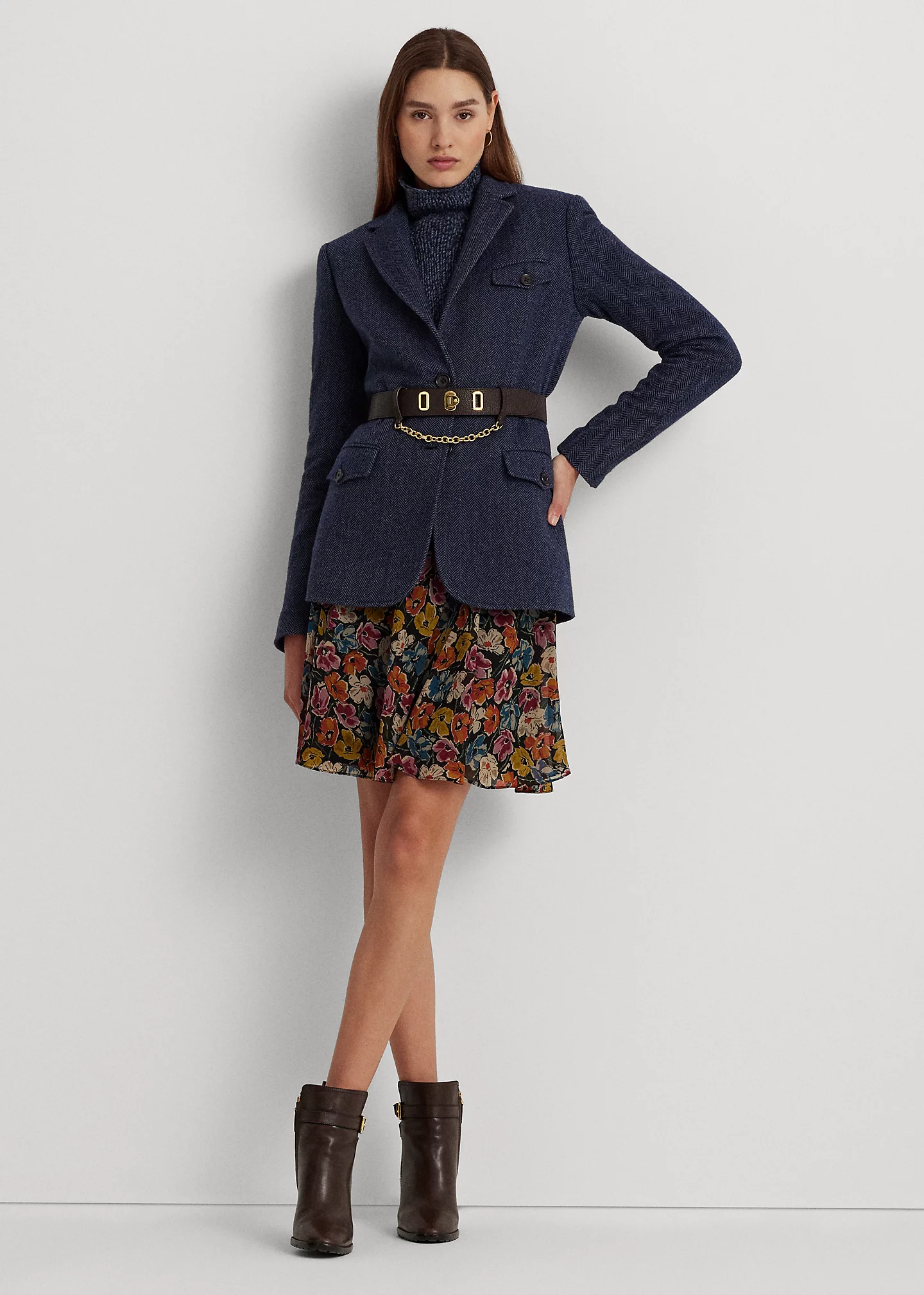 Wool-Blend Herringbone Tweed Blazer