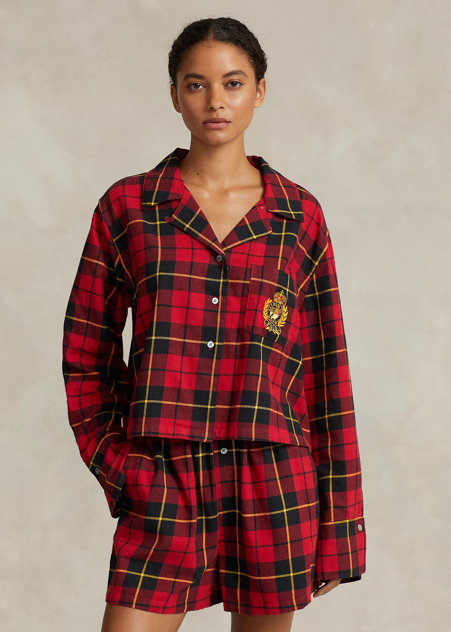Crop Top & Boxer Plaid Flannel PJ Set