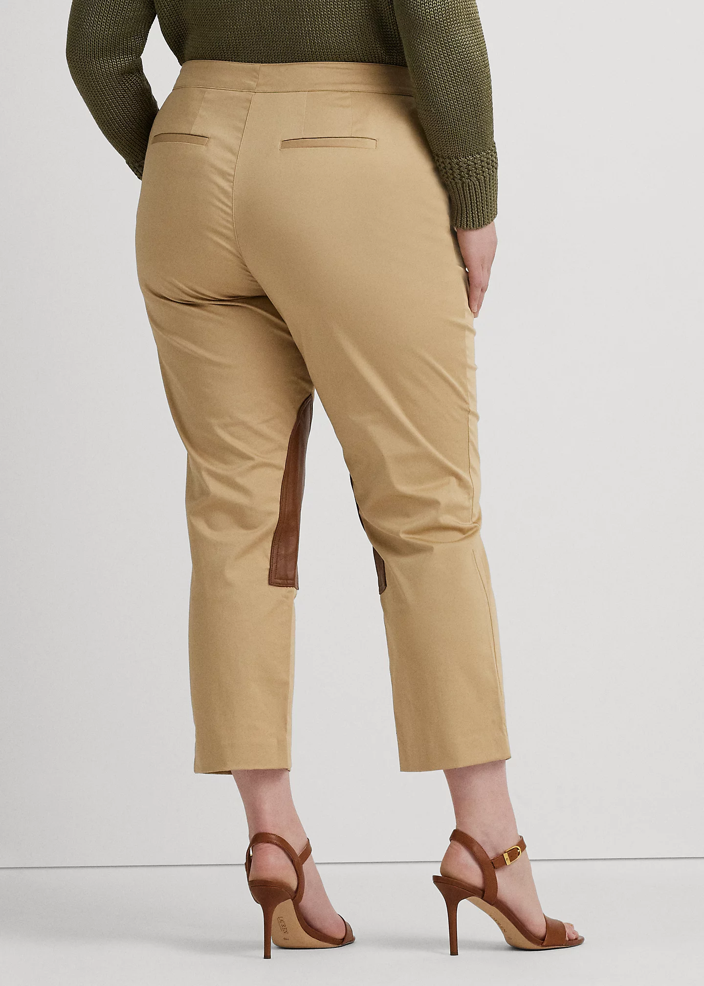 Leather-Trim Stretch Sateen Jodhpur Pant