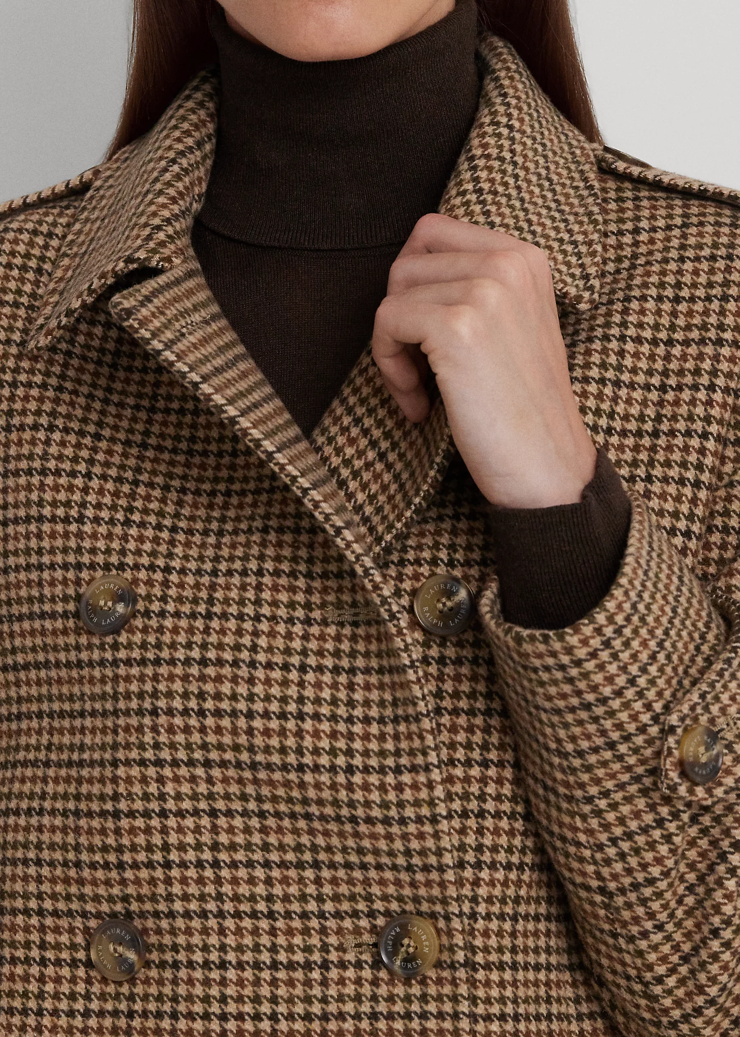 Houndstooth Wool-Blend Cropped Coat