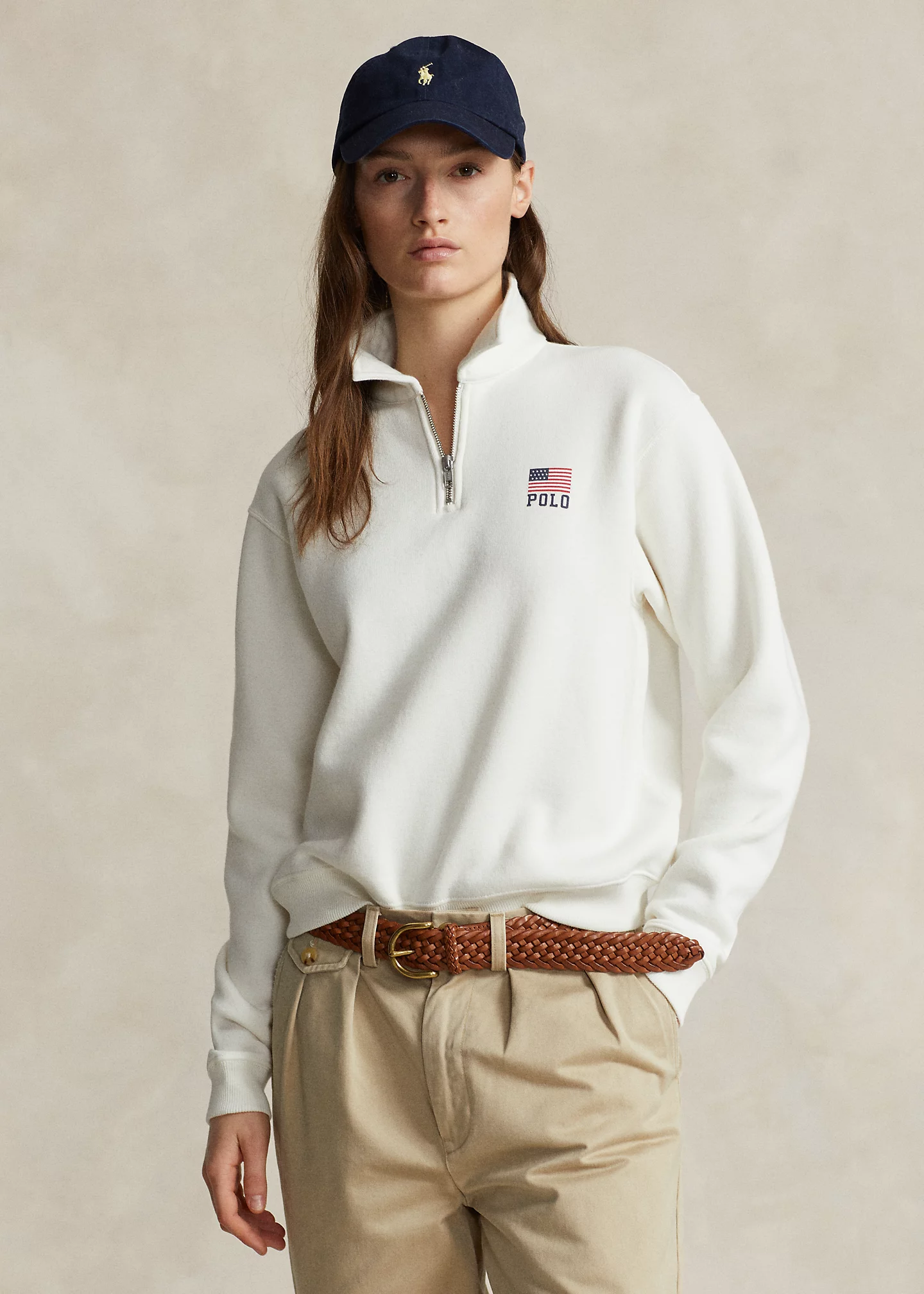 Flag & Logo Fleece Quarter-Zip Pullover