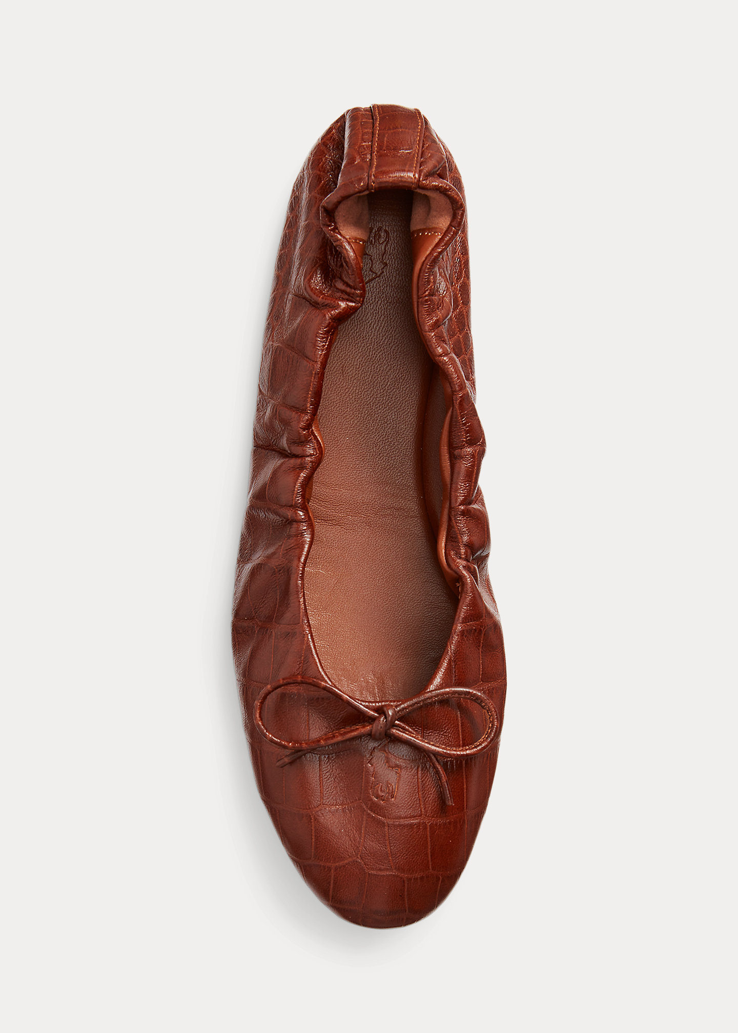 Crocodile-Embossed Leather Ballet Flat