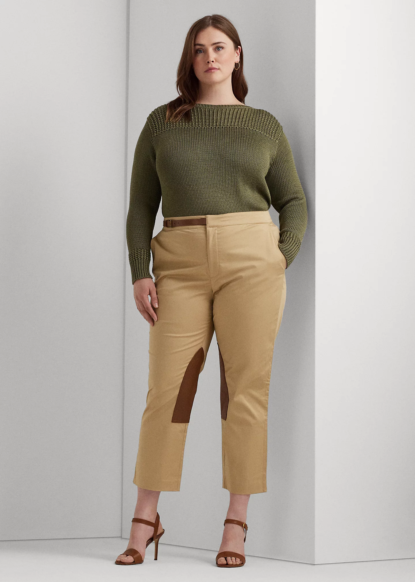 Leather-Trim Stretch Sateen Jodhpur Pant