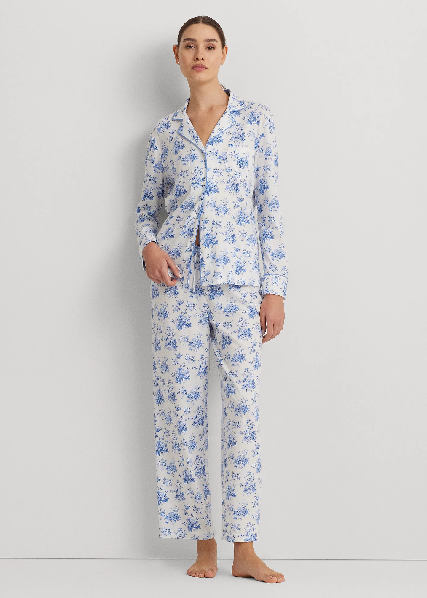 Floral Cotton-Blend Jersey Sleep Set