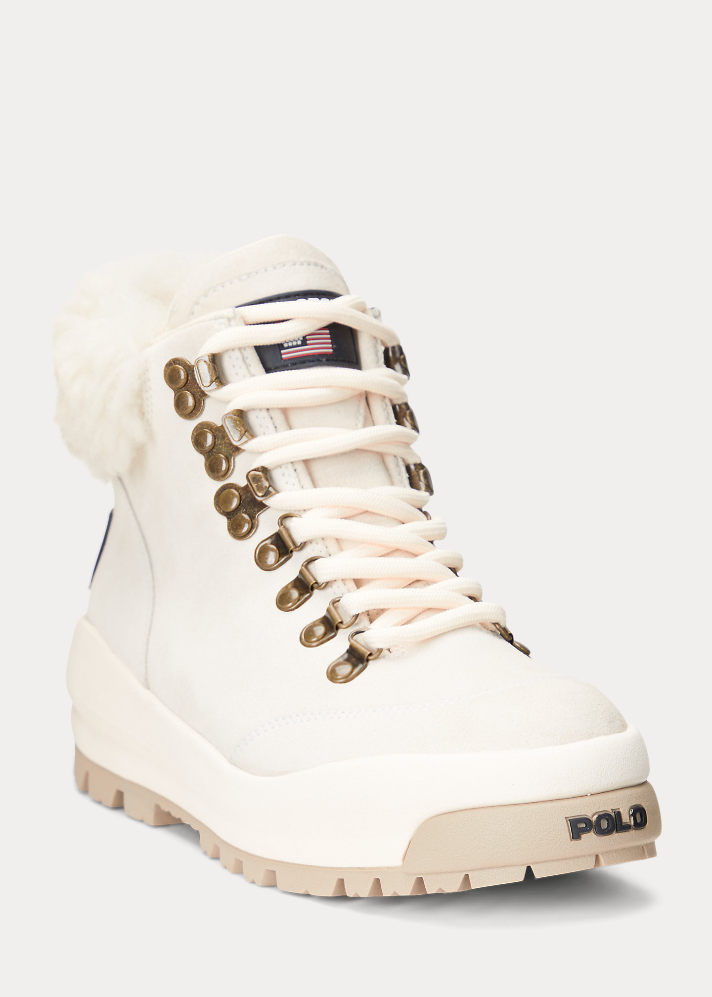 Shearling-Trim Suede Hiking Boot