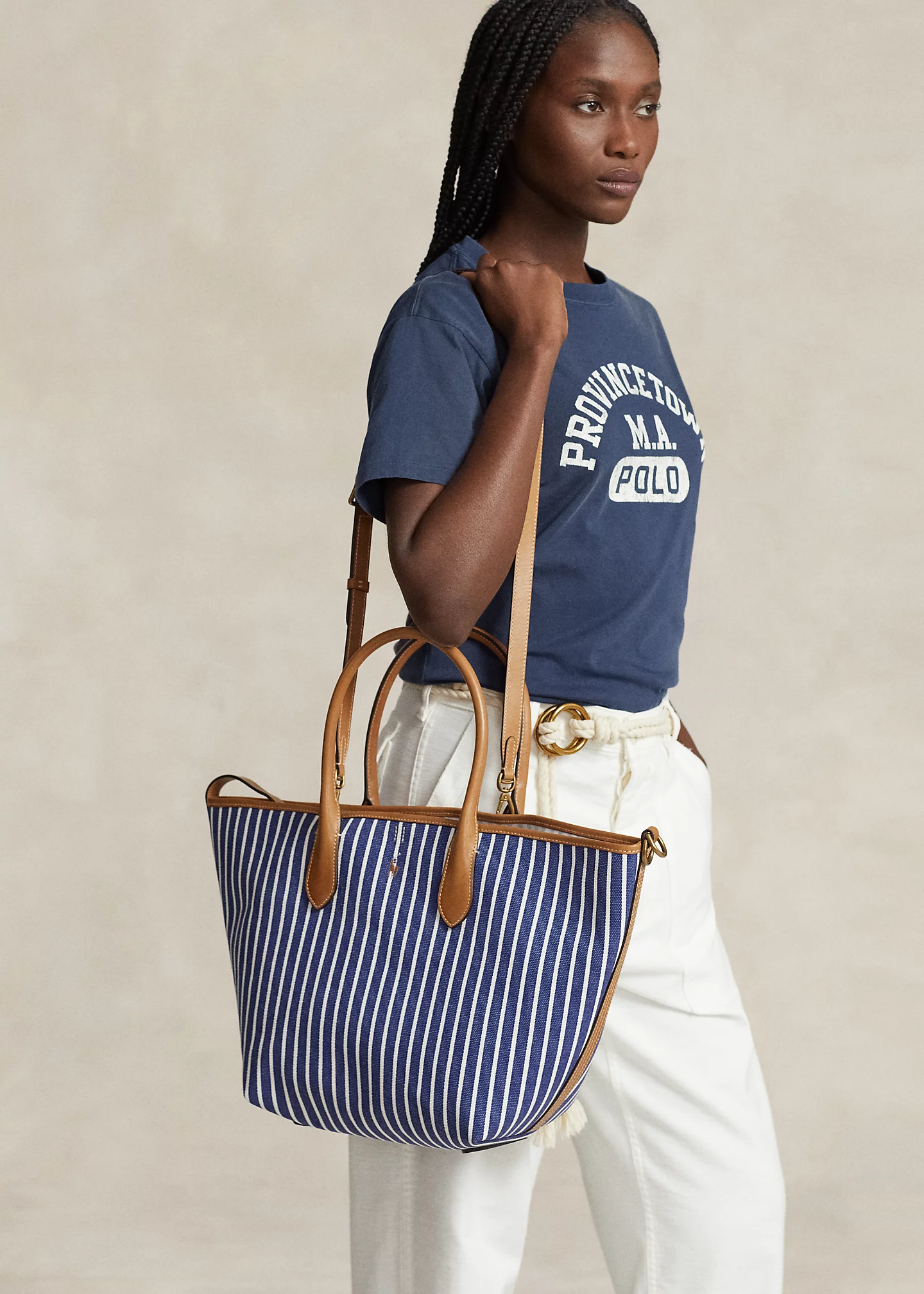 Striped Canvas Medium Bellport Tote
