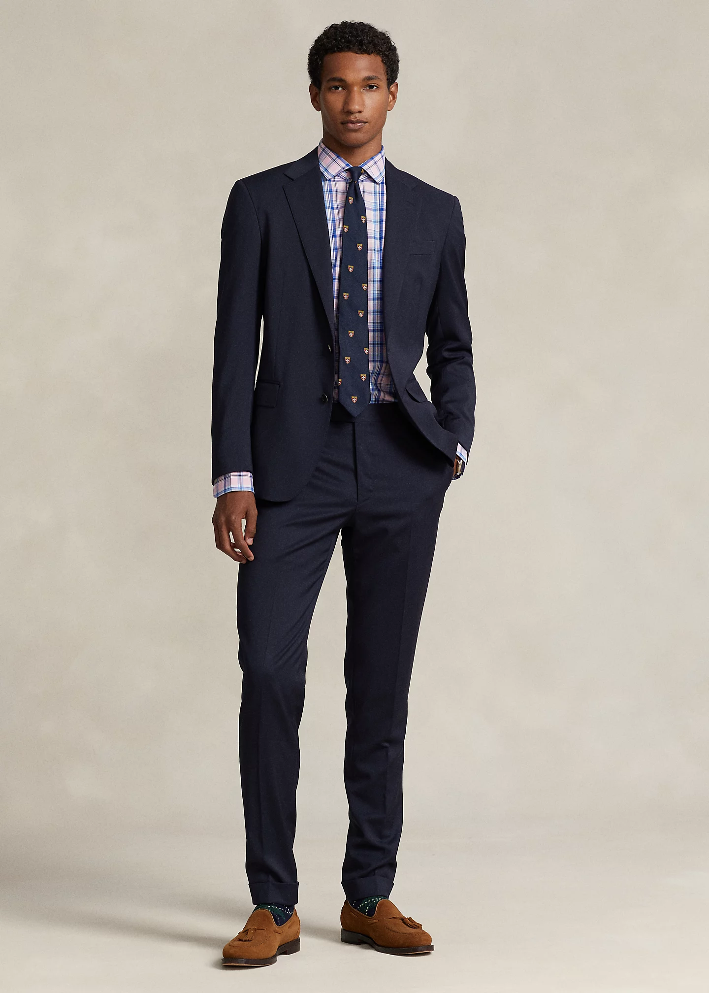 Classic Fit Plaid Stretch Poplin Shirt