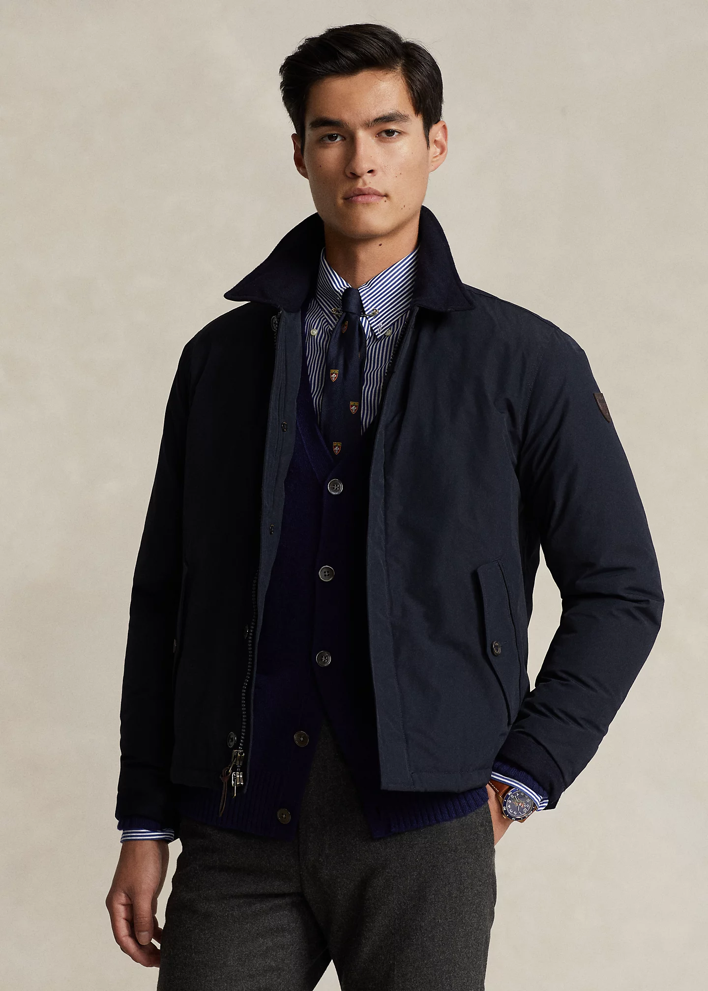 Twill-Trim Coated Jacket