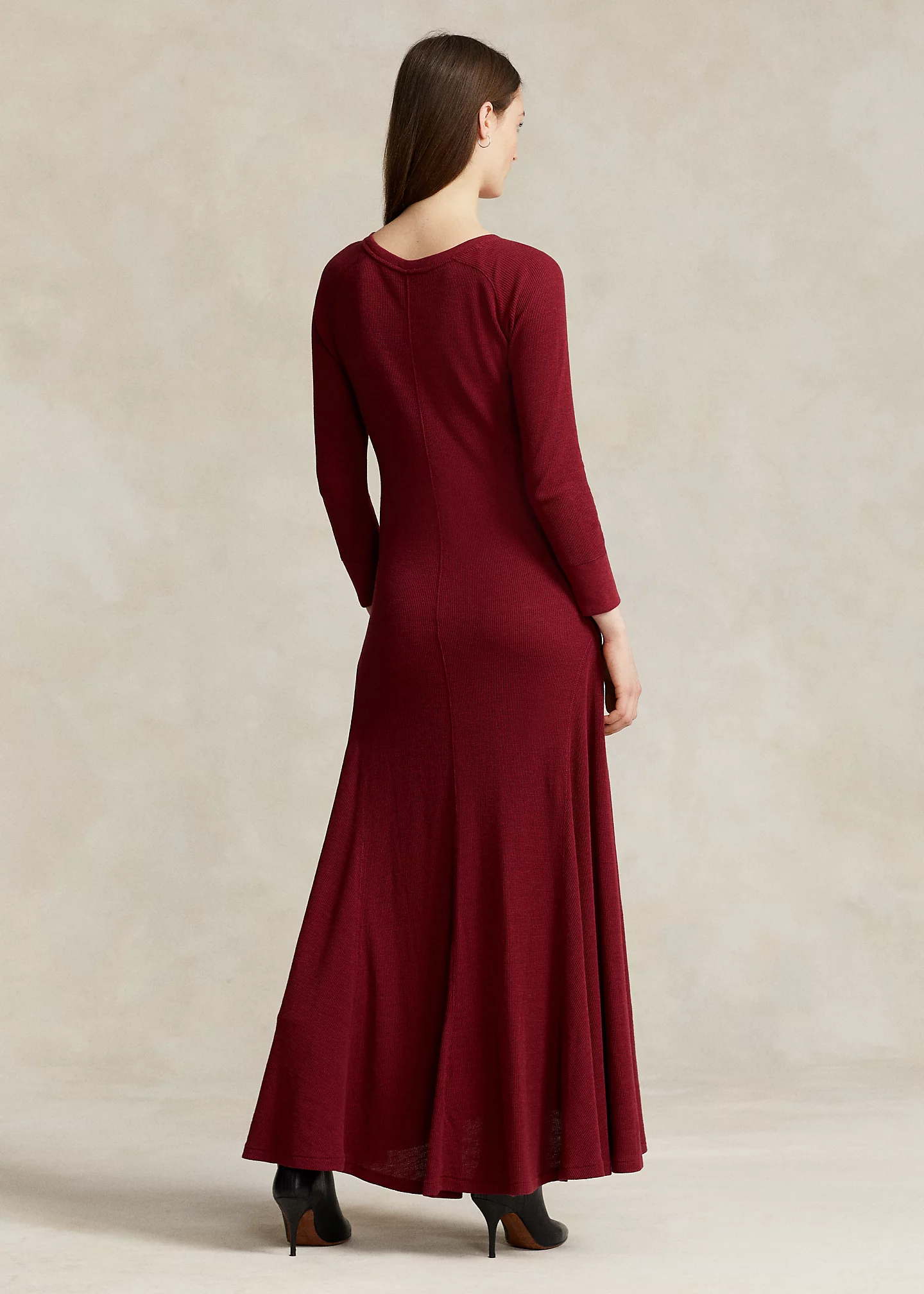 Waffle-Knit Cotton Crewneck Dress