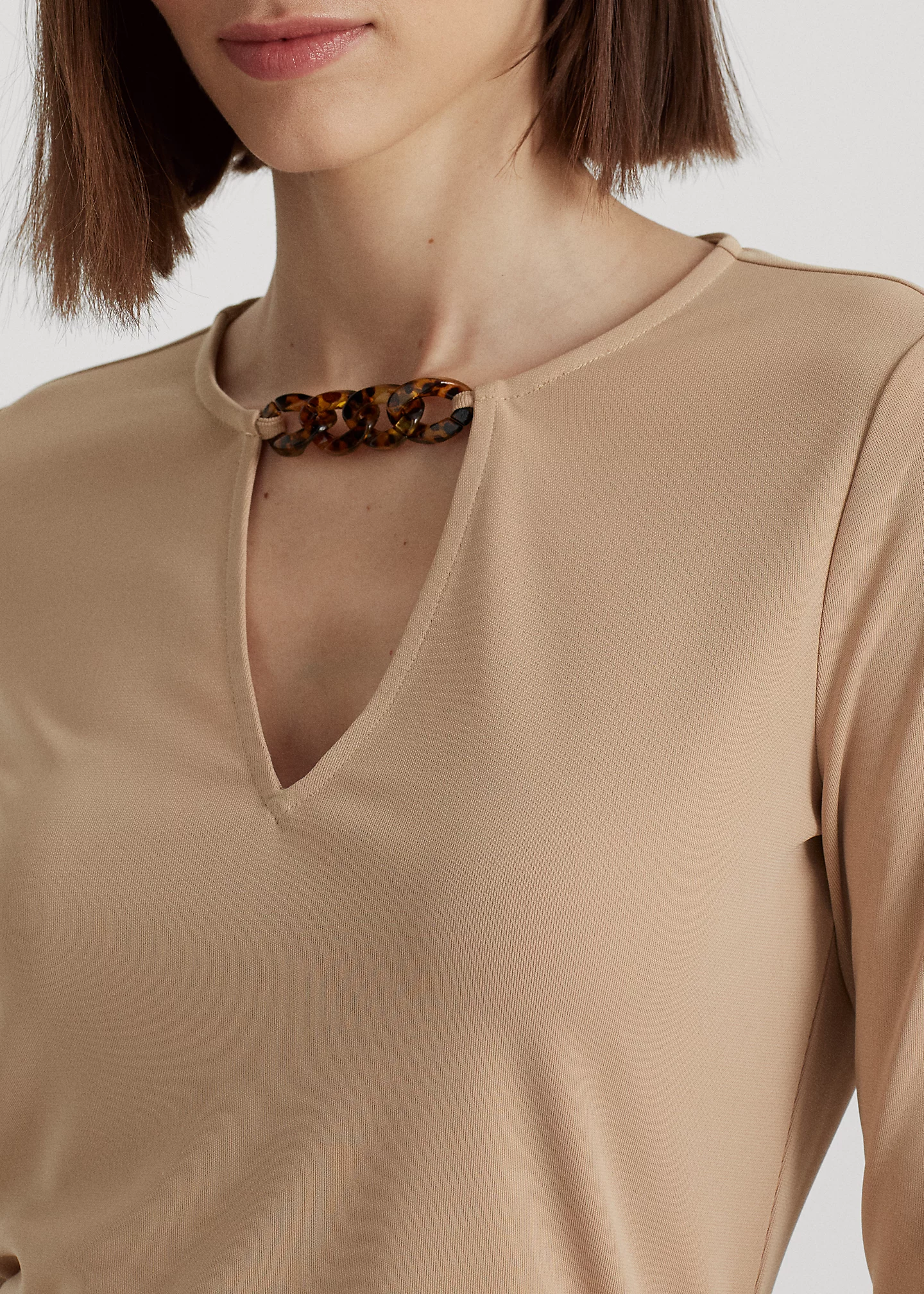 Chain-Trim Stretch Jersey Top