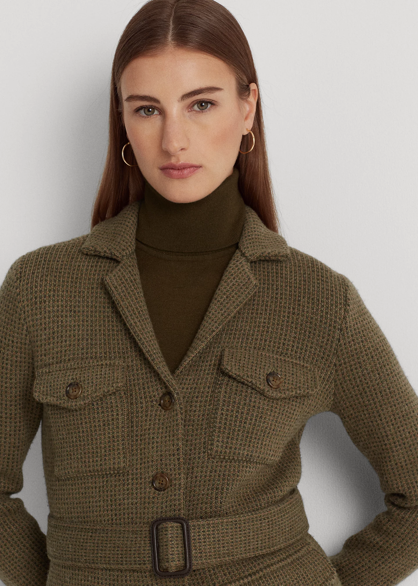 Belted Tweed Jacquard Blazer