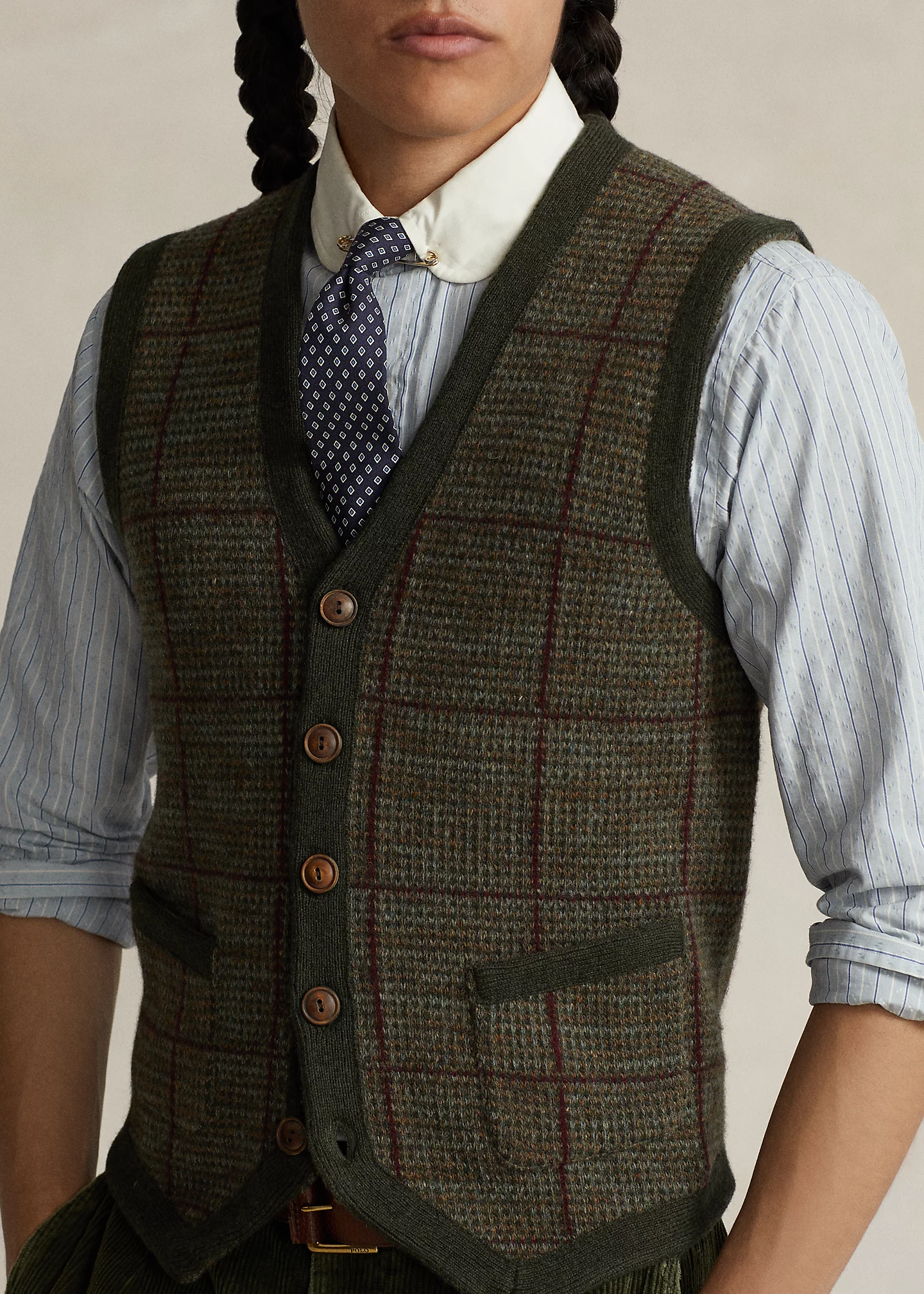 Windowpane Wool Sweater Vest