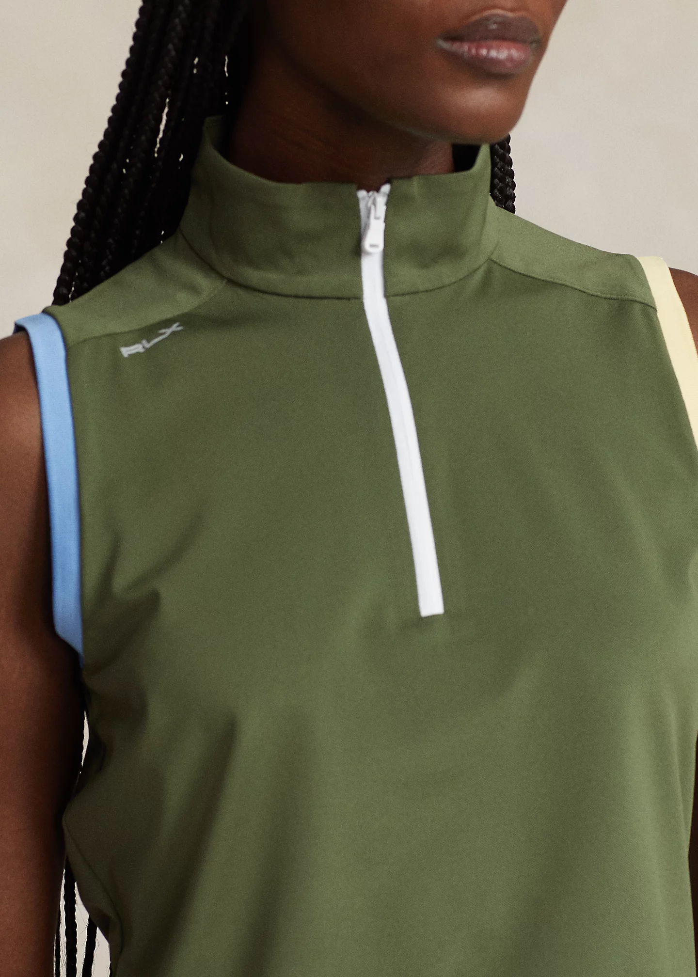 Sleeveless Quarter-Zip Mesh Pullover