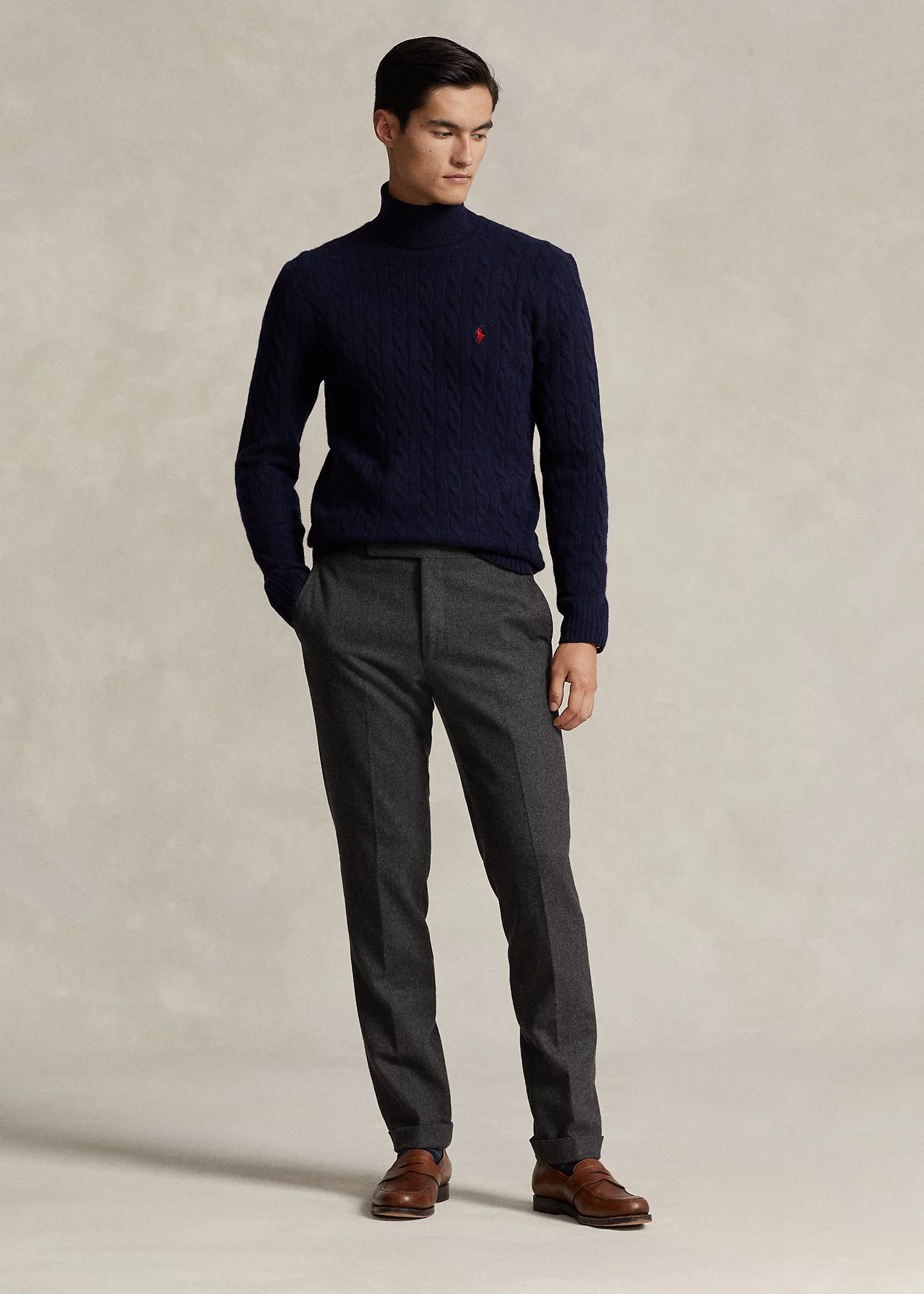 Cable Wool-Cashmere Turtleneck Sweater