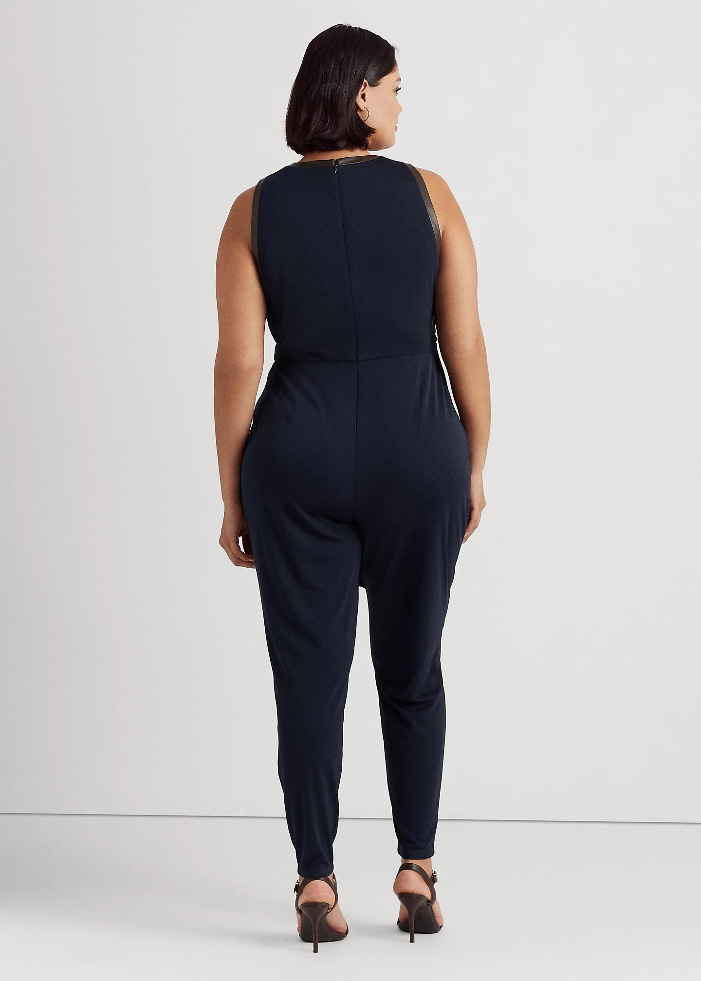 Tie-Front Jersey Sleeveless Jumpsuit