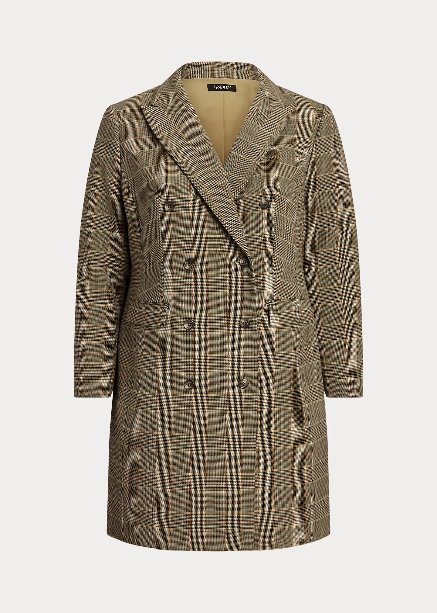 Checked Plaid Wool-Blend Twill Dress