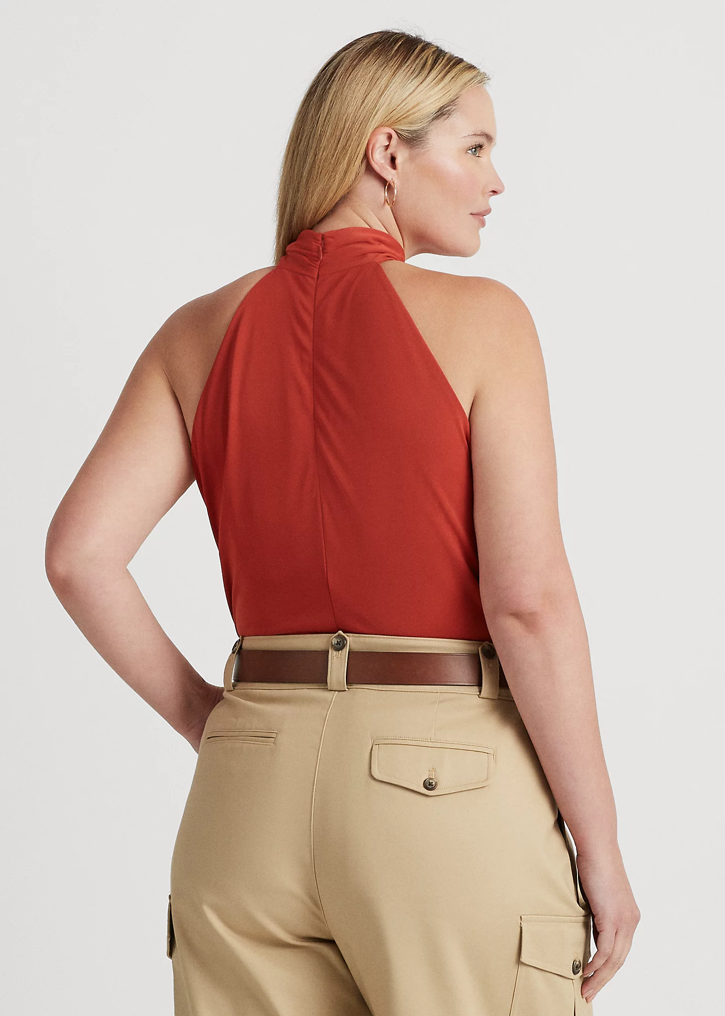 Stretch Jersey Ring-Front Halter Top