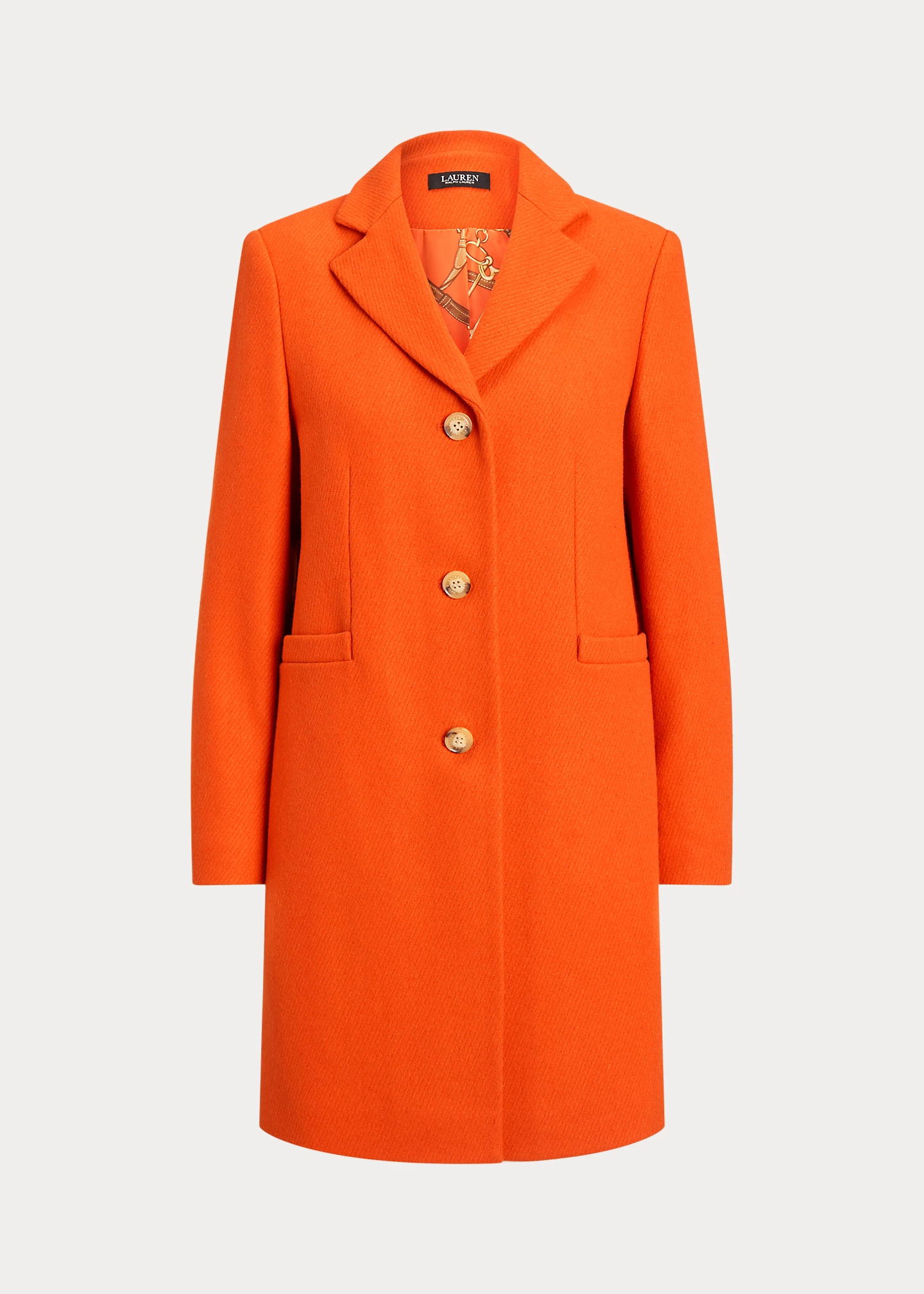 Wool-Blend Twill Reefer Coat