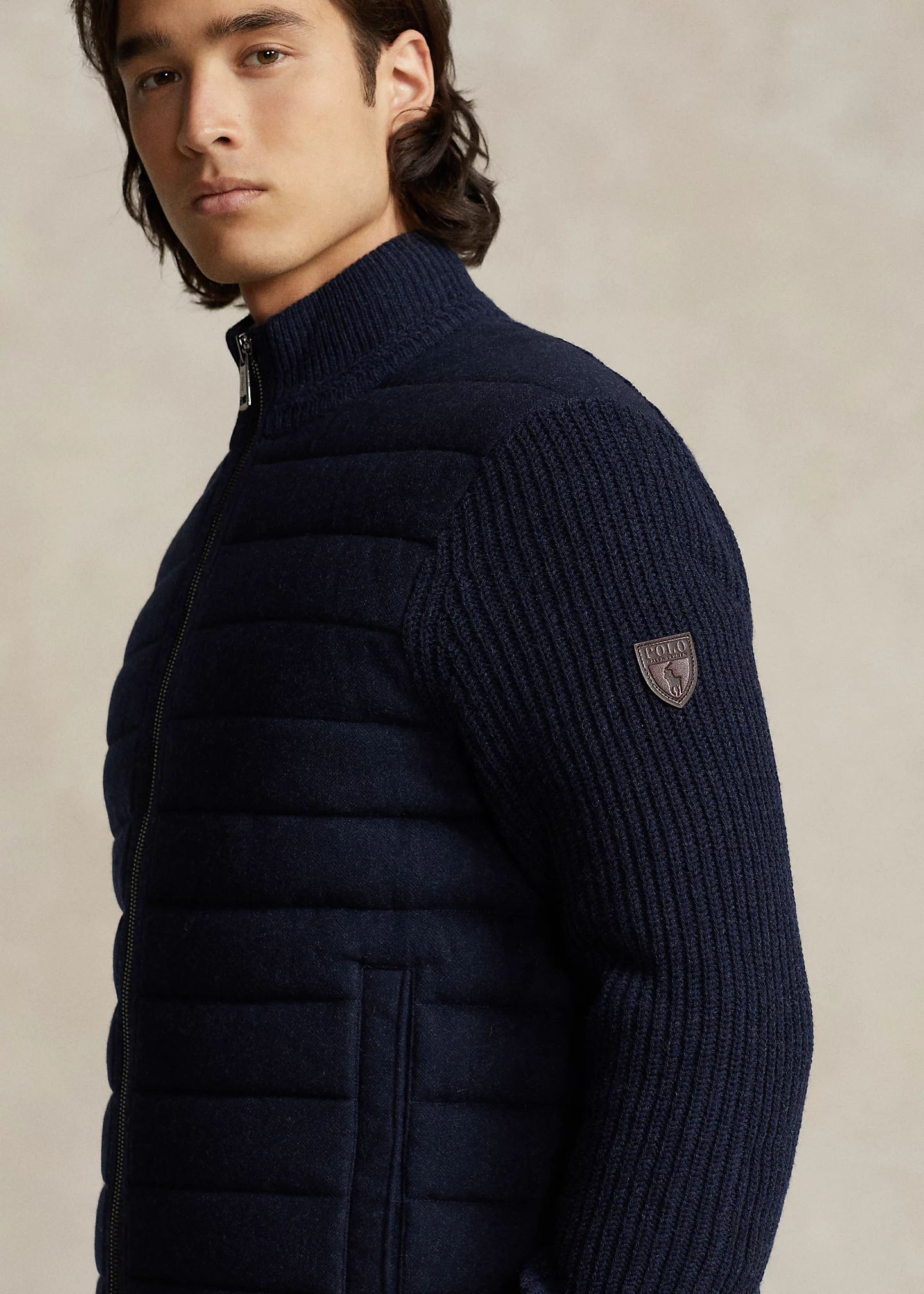 Wool-Cashmere Hybrid Full-Zip Sweater