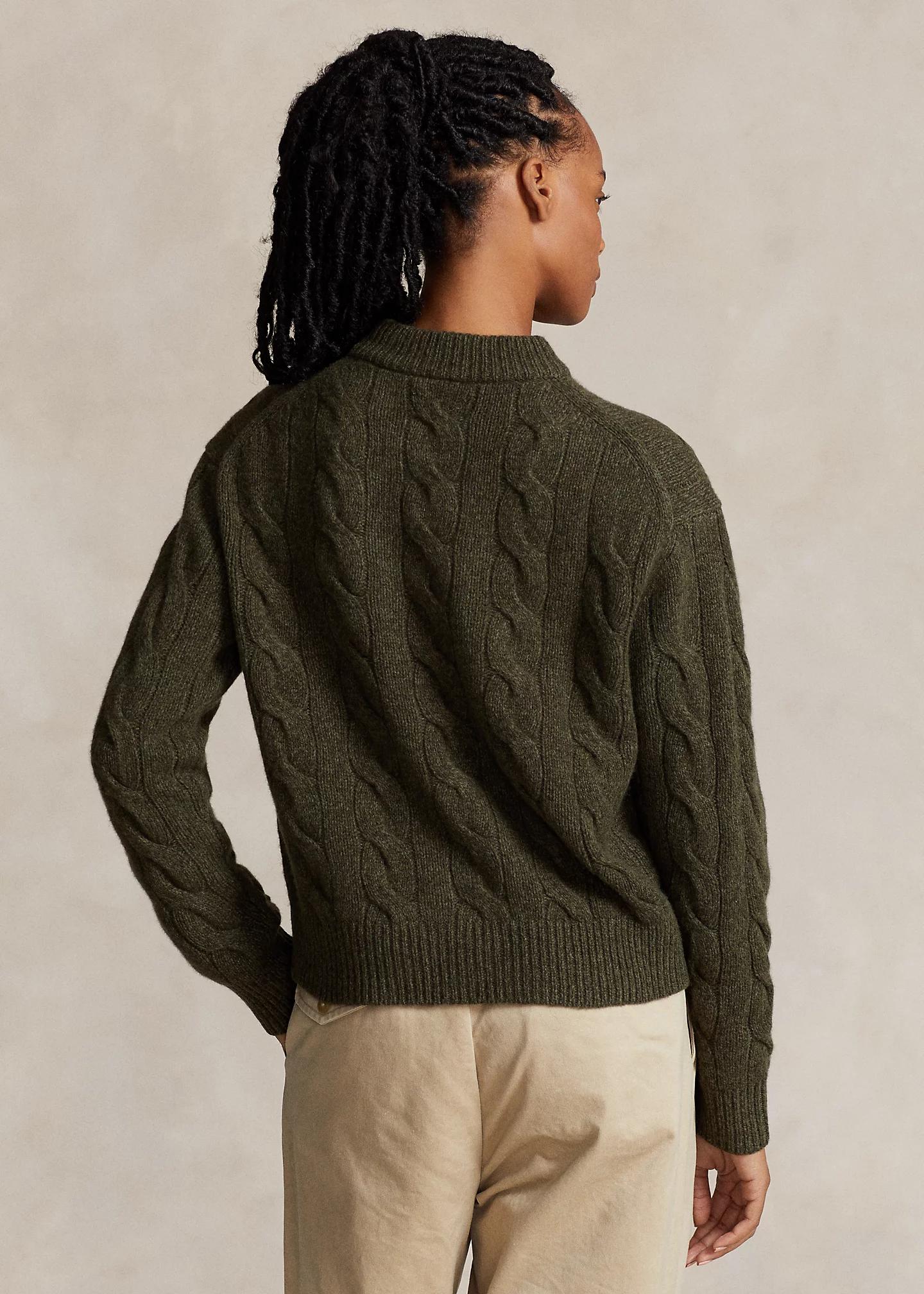 Cable Wool-Cashmere Mockneck Sweater