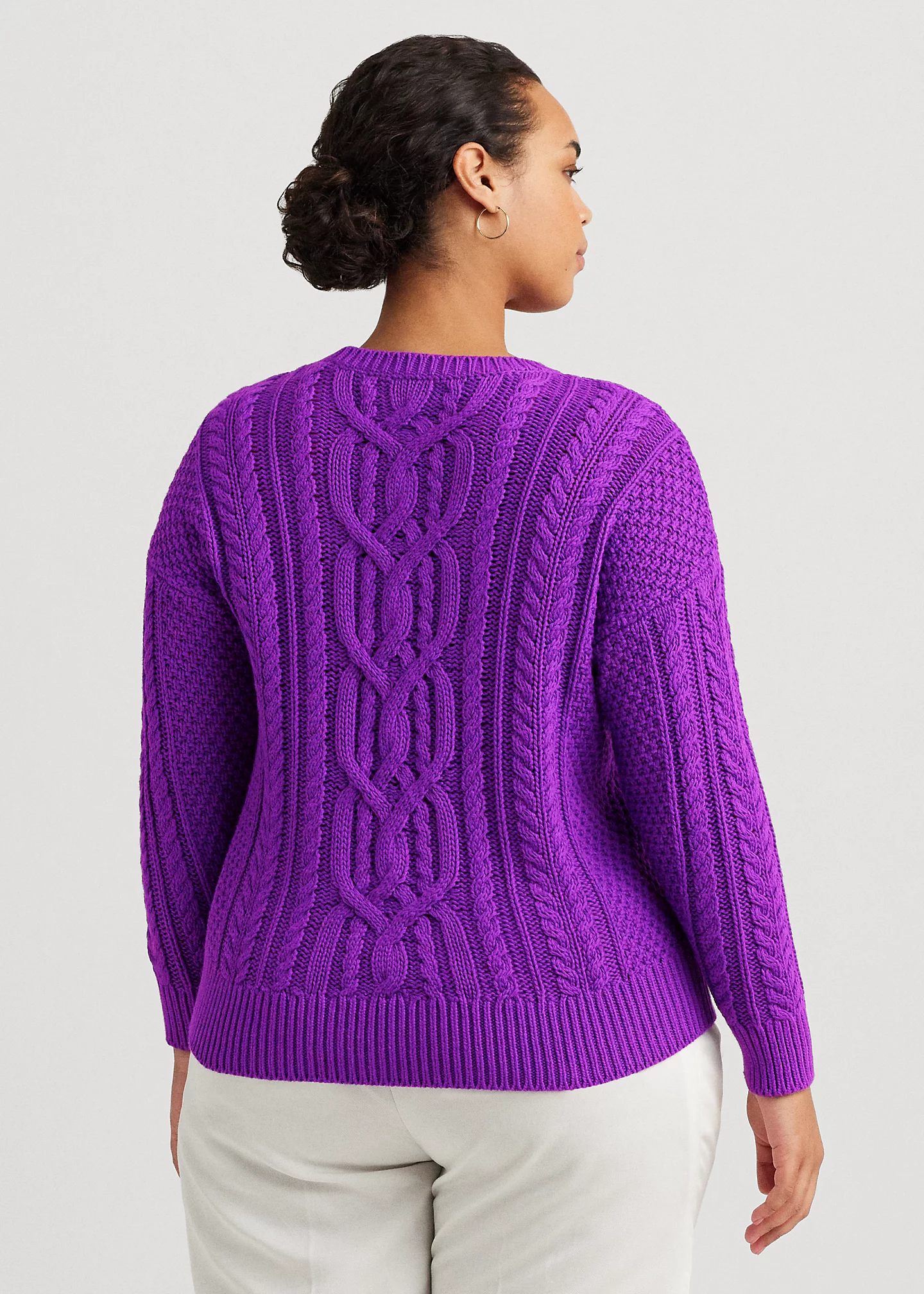 Cable-Knit Cotton Crewneck Sweater