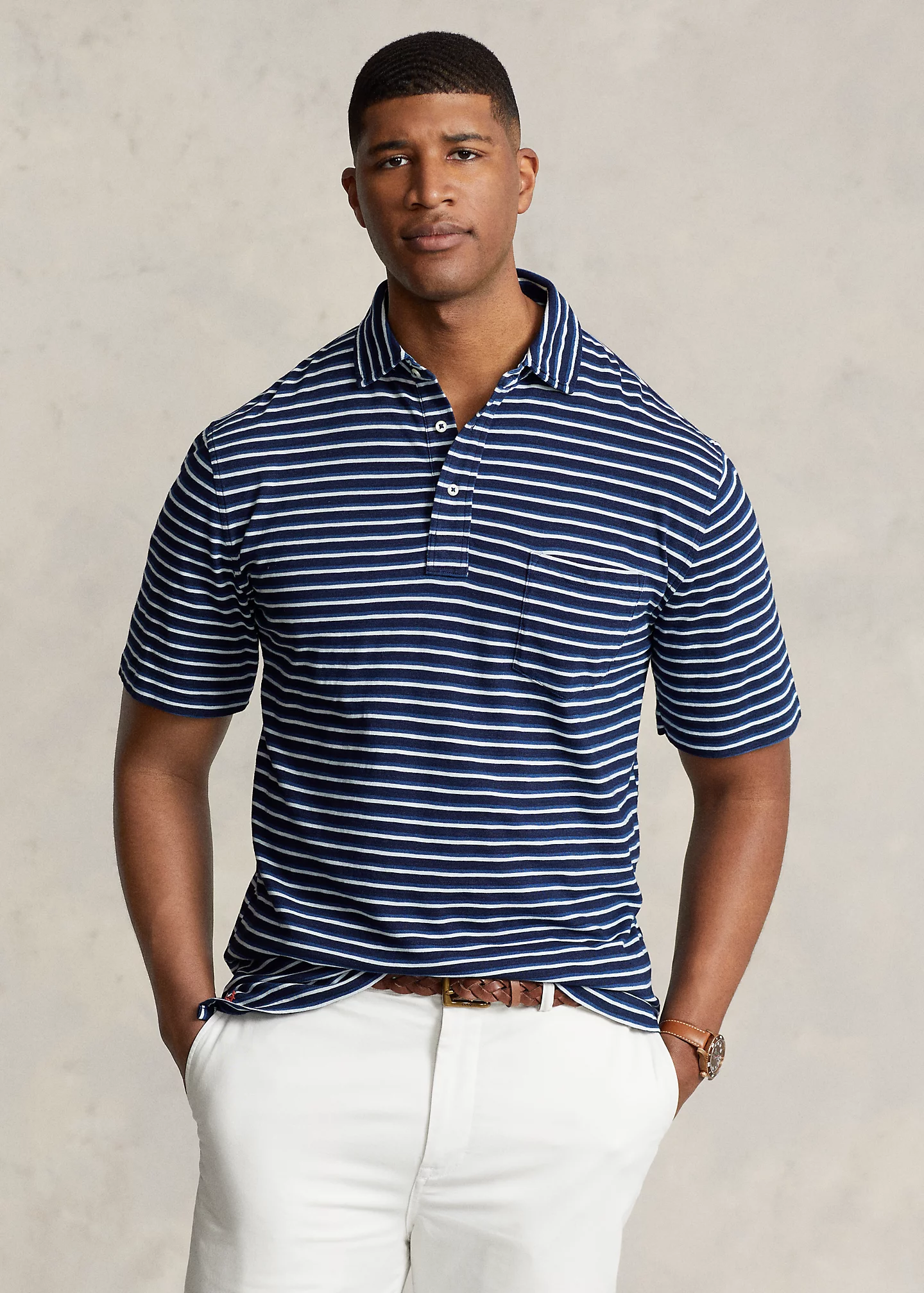 Striped Jersey Polo Shirt